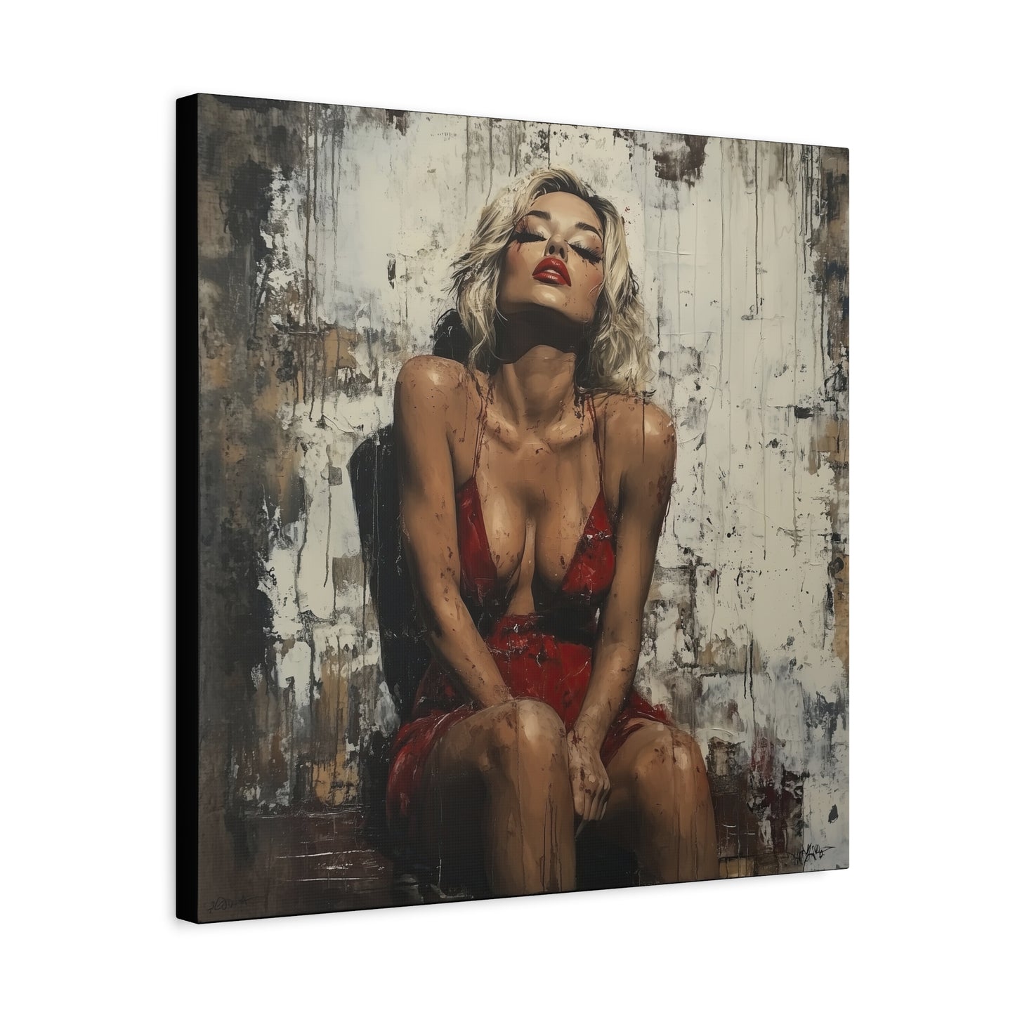 Gallery Wrapped Canvas, Guilt and Grit Adult Art Canvas, Erotic Pinup Art Canvas – Amara