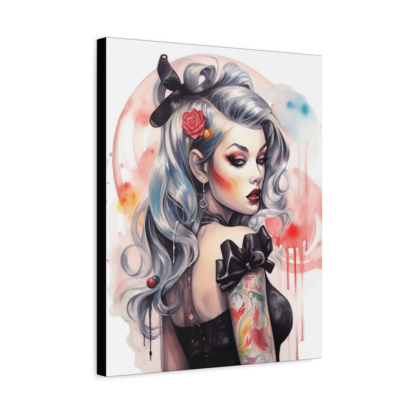 Gallery Wrapped Canvas, Edgy Tattooed Beauty, Urban Pop Art Canvas – Sabella