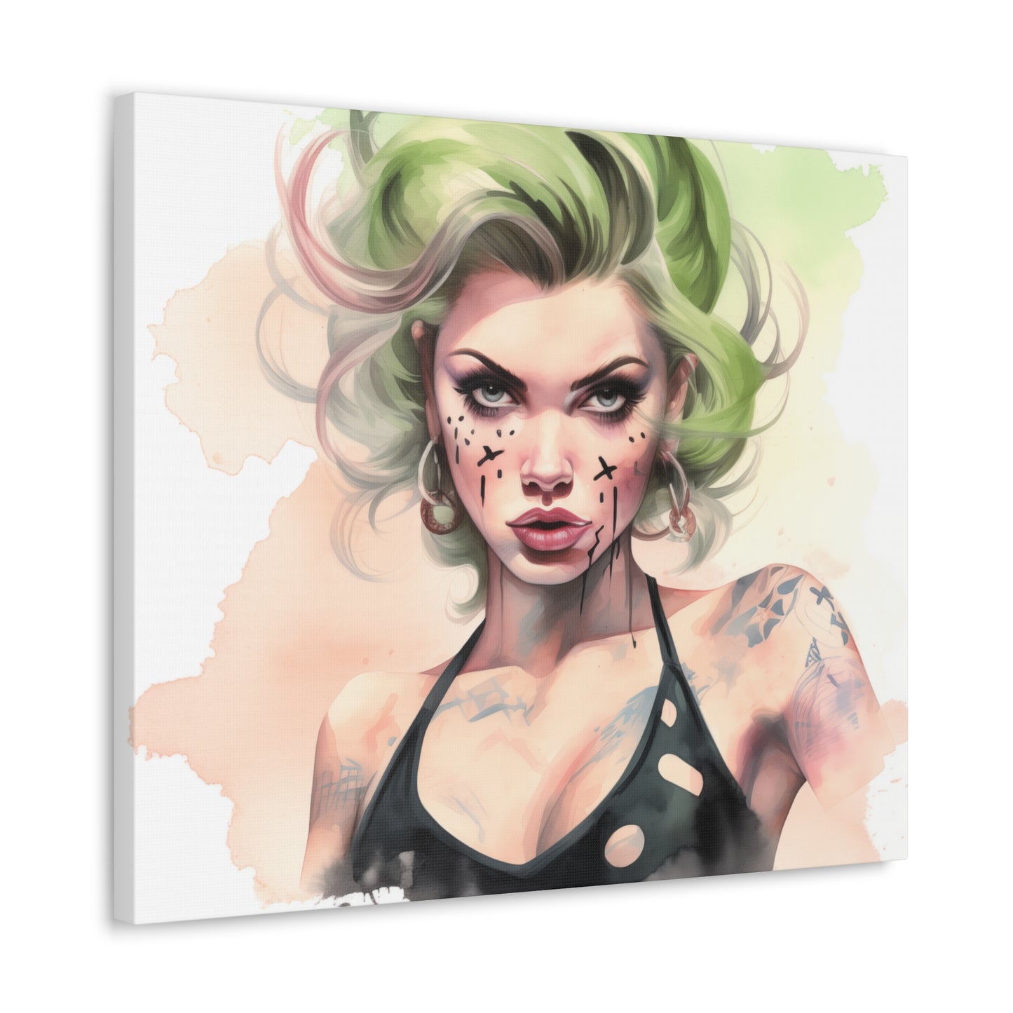 Gallery Wrapped Canvas, Edgy Tattooed Beauty, Urban Pop Art Canvas – Ivy