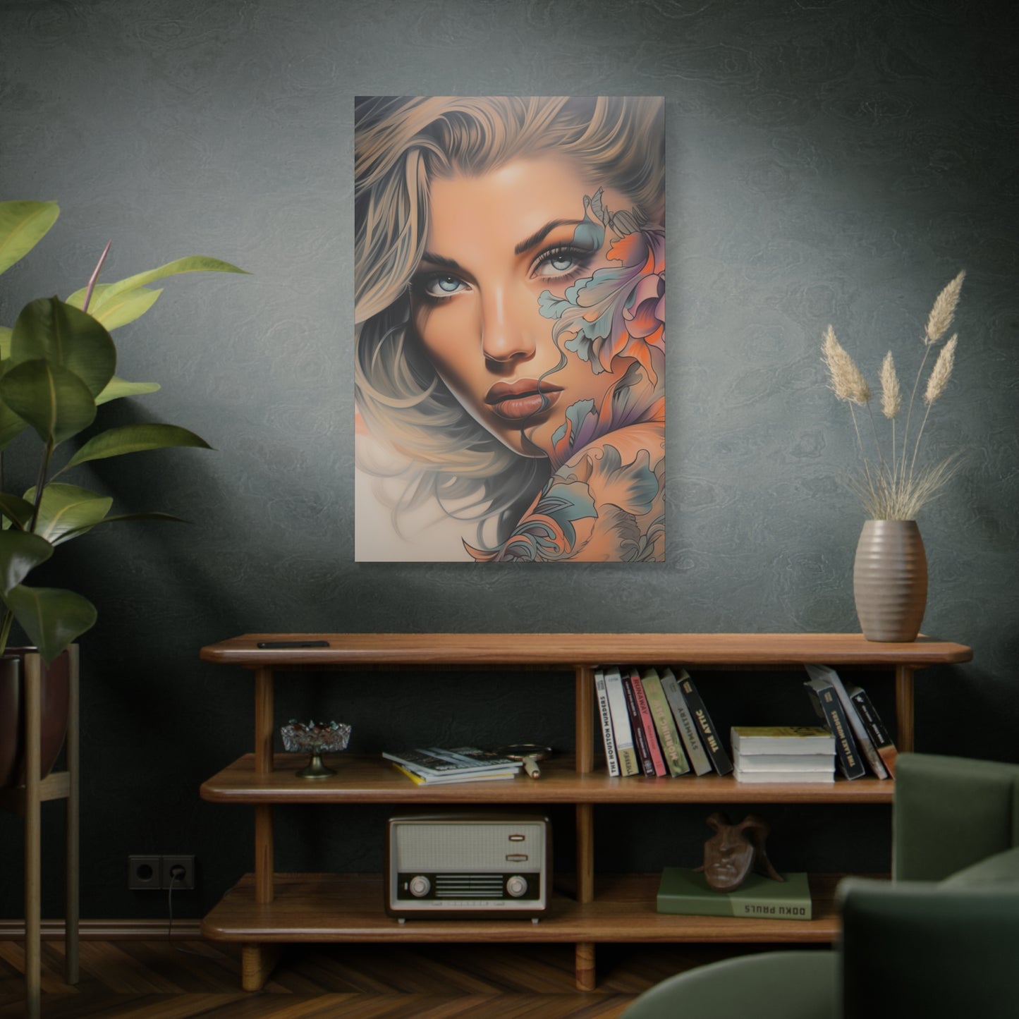 Gallery Wrapped Canvas, Edgy Tattooed Beauty, Urban Pop Art Canvas – Bella