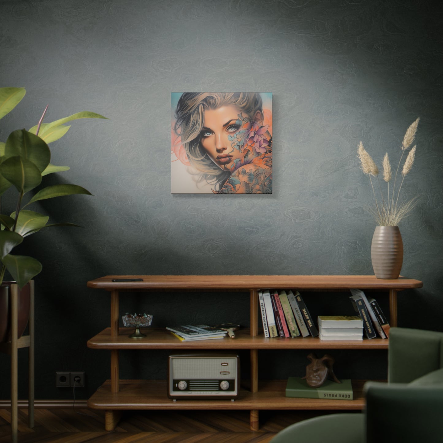 Gallery Wrapped Canvas, Edgy Tattooed Beauty, Urban Pop Art Canvas – Bella