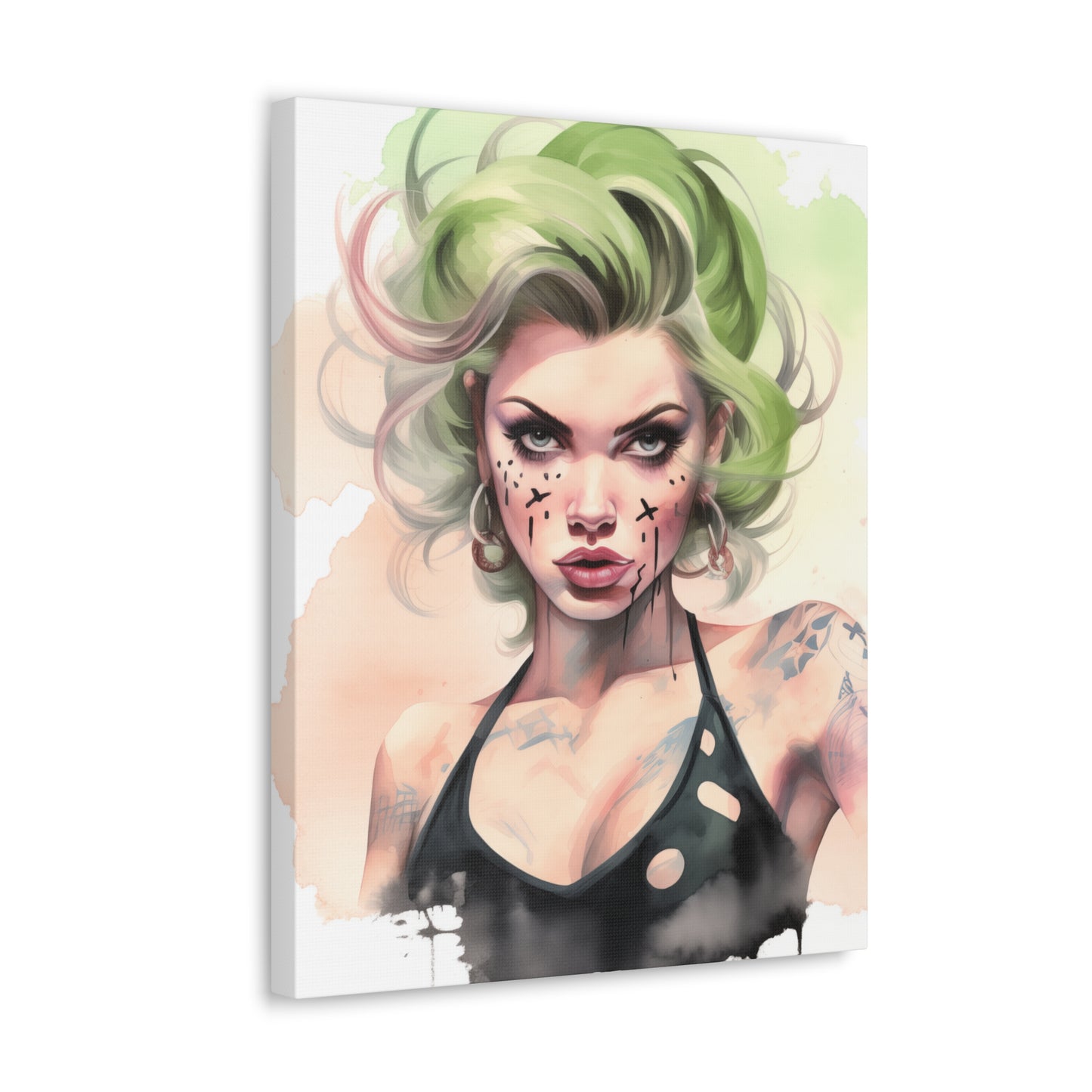 Gallery Wrapped Canvas, Edgy Tattooed Beauty, Urban Pop Art Canvas – Ivy