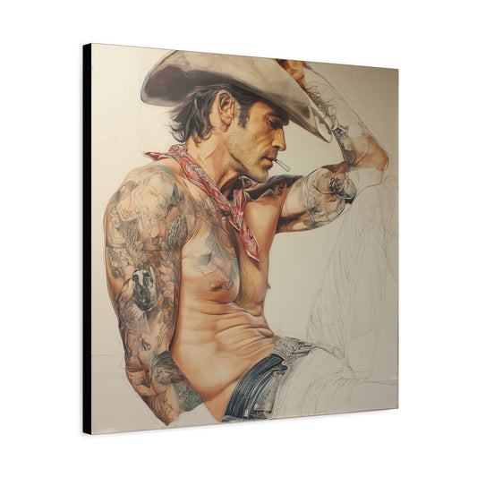 Gallery Wrapped Canvas, Wranglers and Wreckage Art Canvas, Erotic Pinup Art Canvas – Colt