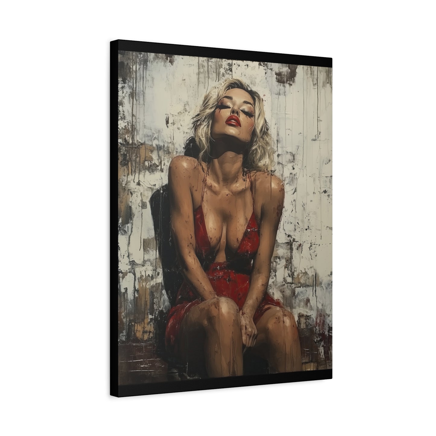 Gallery Wrapped Canvas, Guilt and Grit Adult Art Canvas, Erotic Pinup Art Canvas – Amara