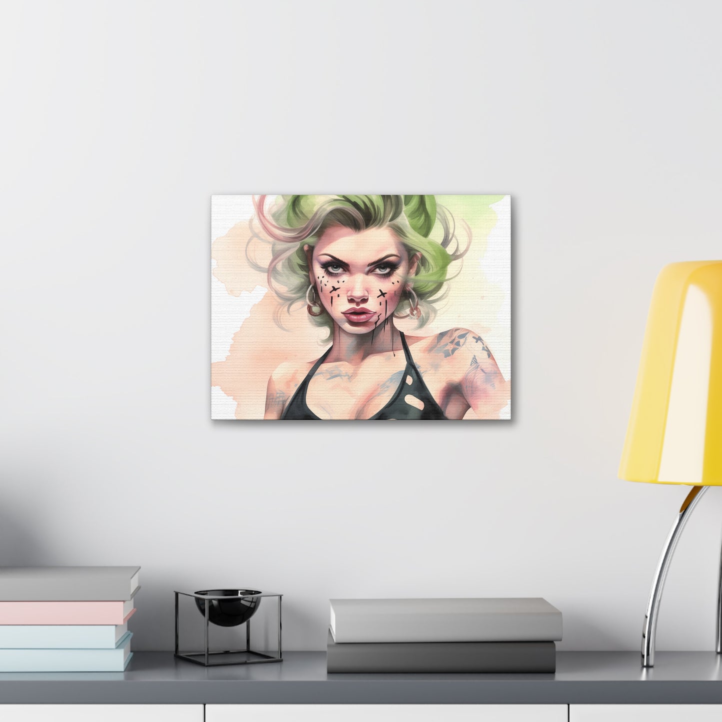 Gallery Wrapped Canvas, Edgy Tattooed Beauty, Urban Pop Art Canvas – Ivy