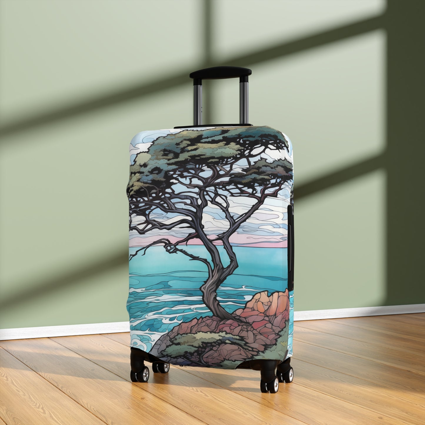 Travel Inspired Luggage Cover - Carmel by the Sea - Cypress Tree