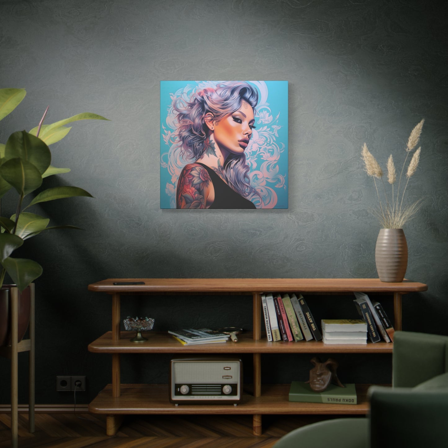 Gallery Wrapped Canvas, Edgy Tattooed Beauty, Urban Pop Art Canvas – Arabella