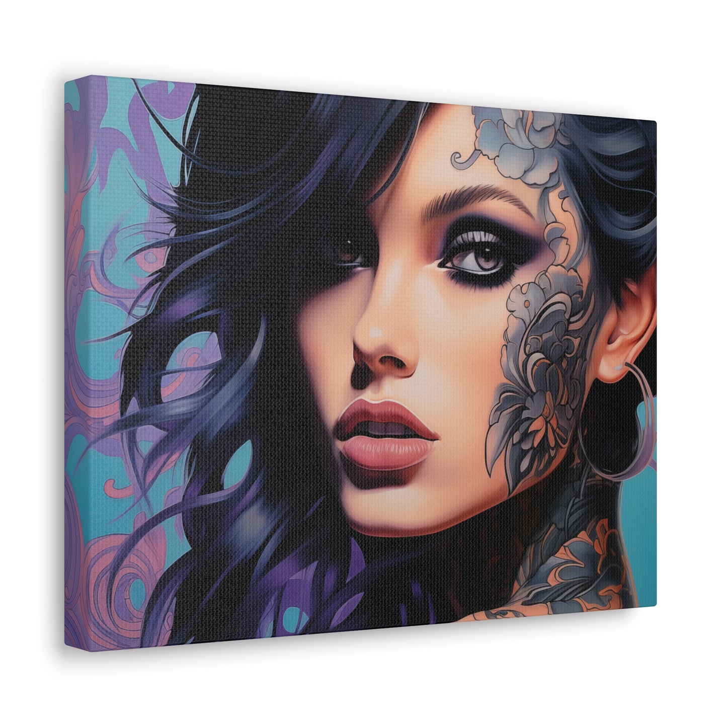 Gallery Wrapped Canvas, Edgy Tattooed Beauty, Urban Pop Art Canvas – Dominique