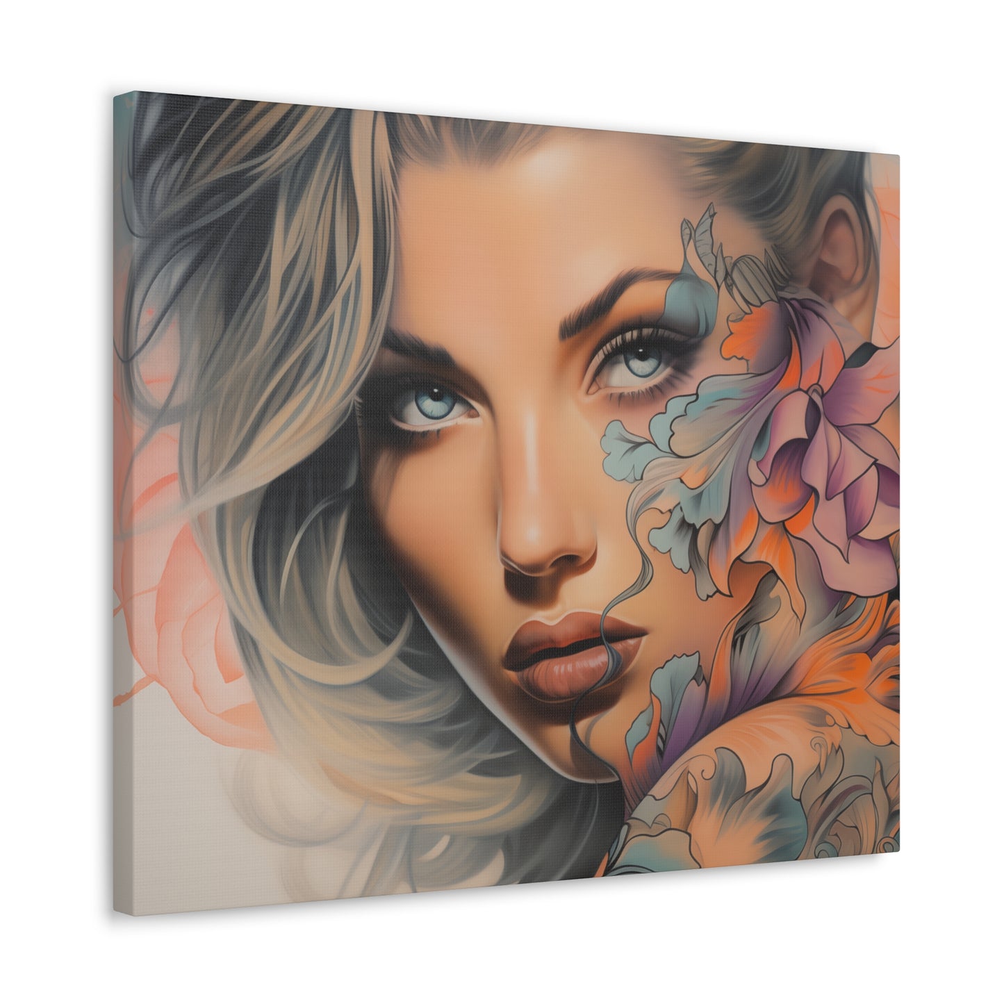 Gallery Wrapped Canvas, Edgy Tattooed Beauty, Urban Pop Art Canvas – Bella