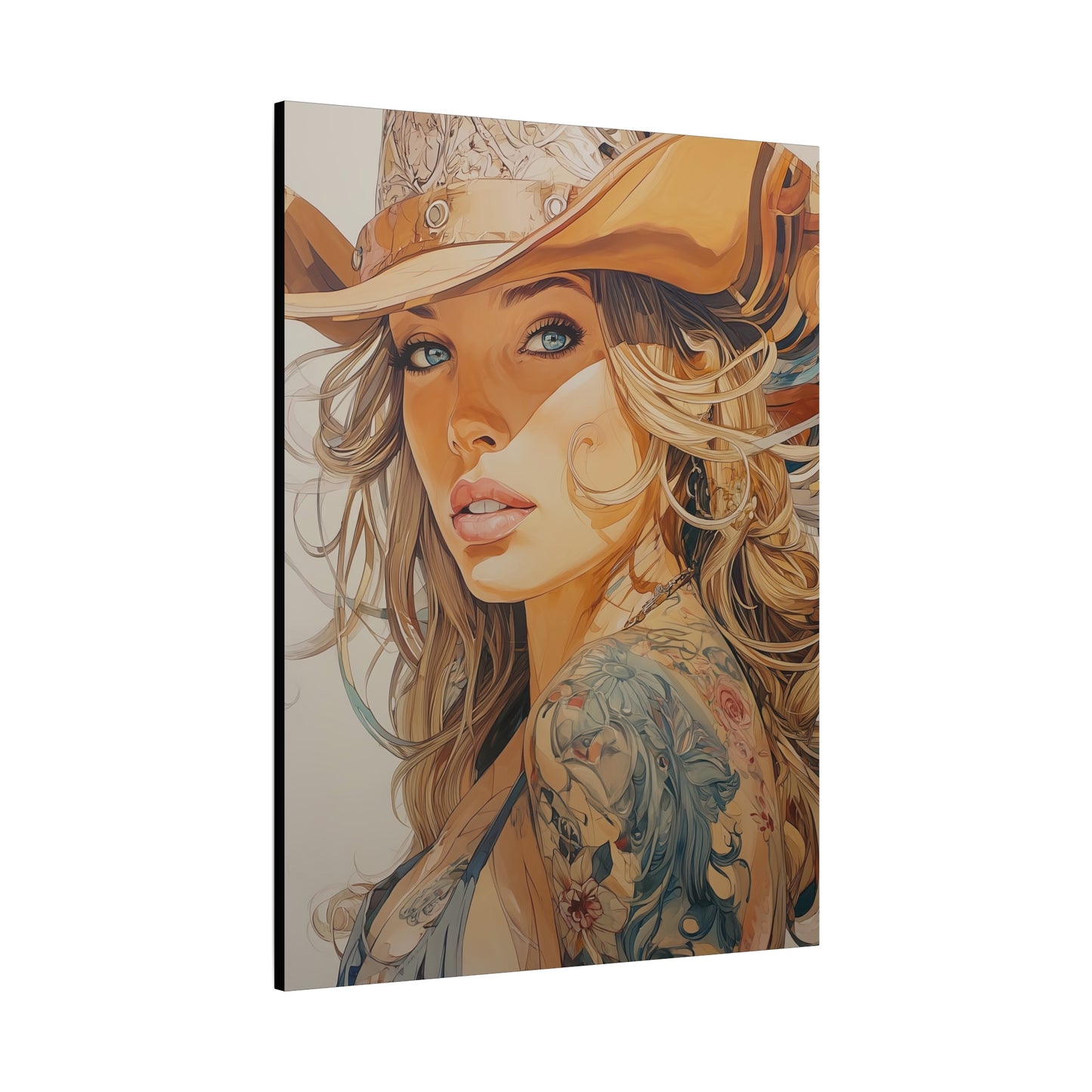 Gallery Wrapped Canvas, Wranglers and Wreckage Art Canvas, Erotic Pinup Art Canvas – Annie