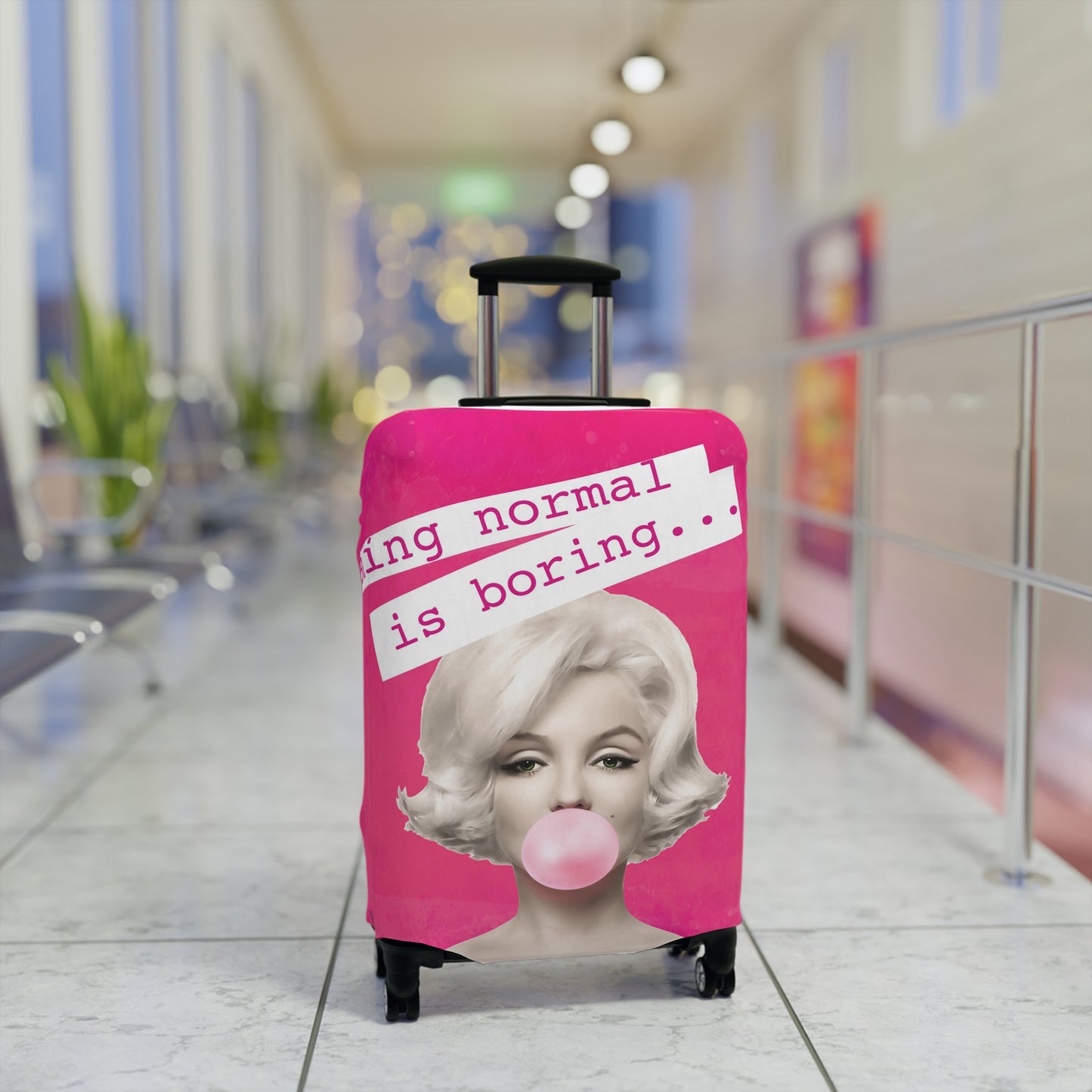 Marilyn Monroe Luggage Cover - Being Boring is Normal - Hot Pink