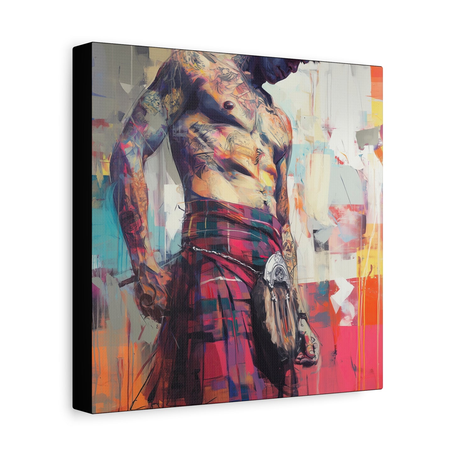 Gallery Wrapped Canvas, Kilts and Carnage Art Canvas, Erotic Pinup Art Canvas – Angus
