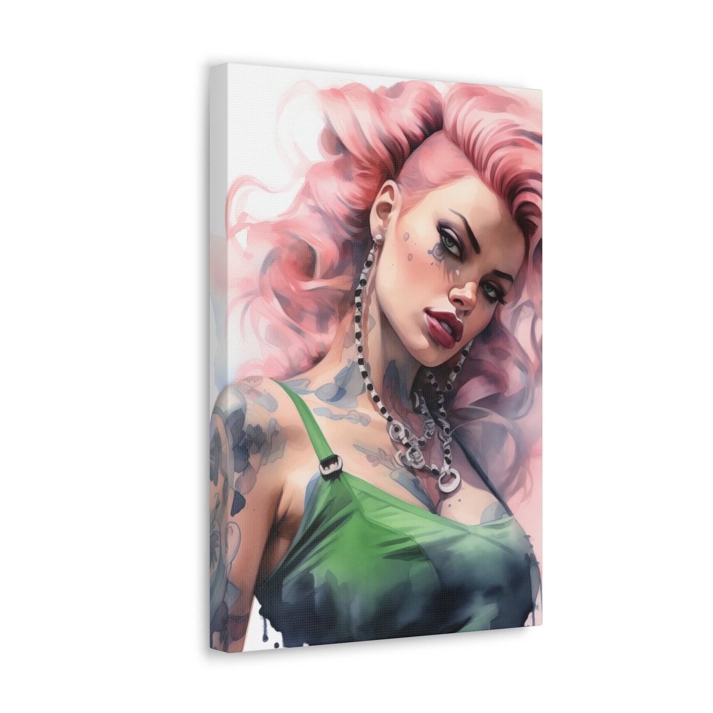 Gallery Wrapped Canvas, Edgy Tattooed Beauty, Urban Pop Art Canvas – Colette