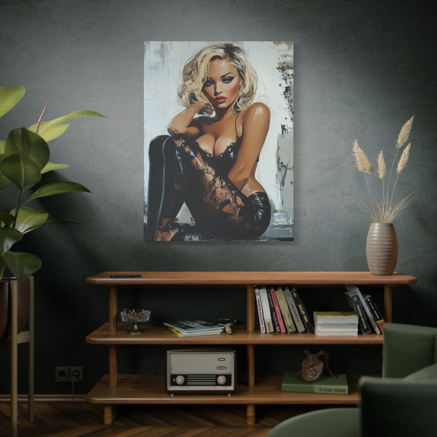 Gallery Wrapped Canvas, Guilt and Grit Adult Art Canvas, Erotic Pinup Art Canvas – Dasha