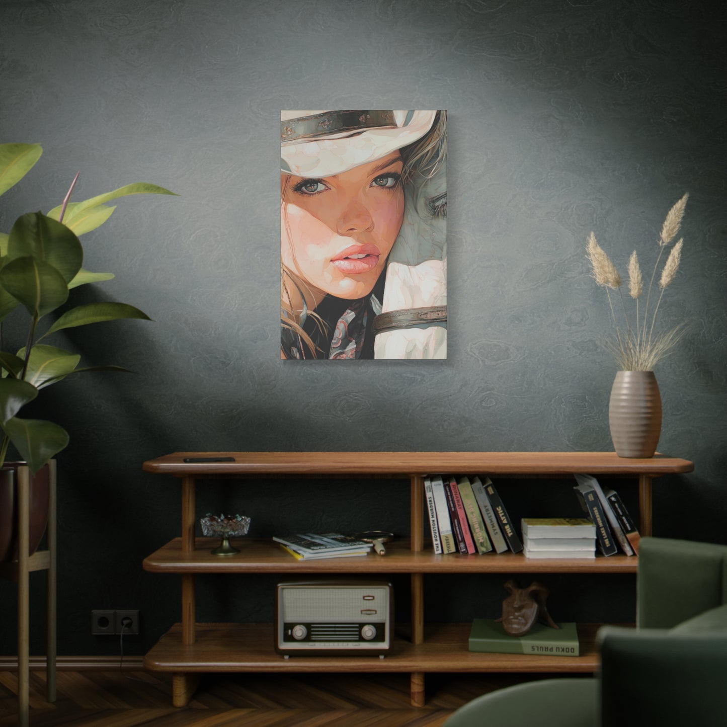 Gallery Wrapped Canvas, Wranglers and Wreckage Art Canvas, Erotic Pinup Art Canvas – Jolene