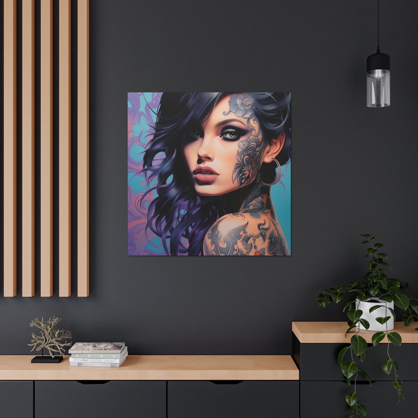 Gallery Wrapped Canvas, Edgy Tattooed Beauty, Urban Pop Art Canvas – Dominique