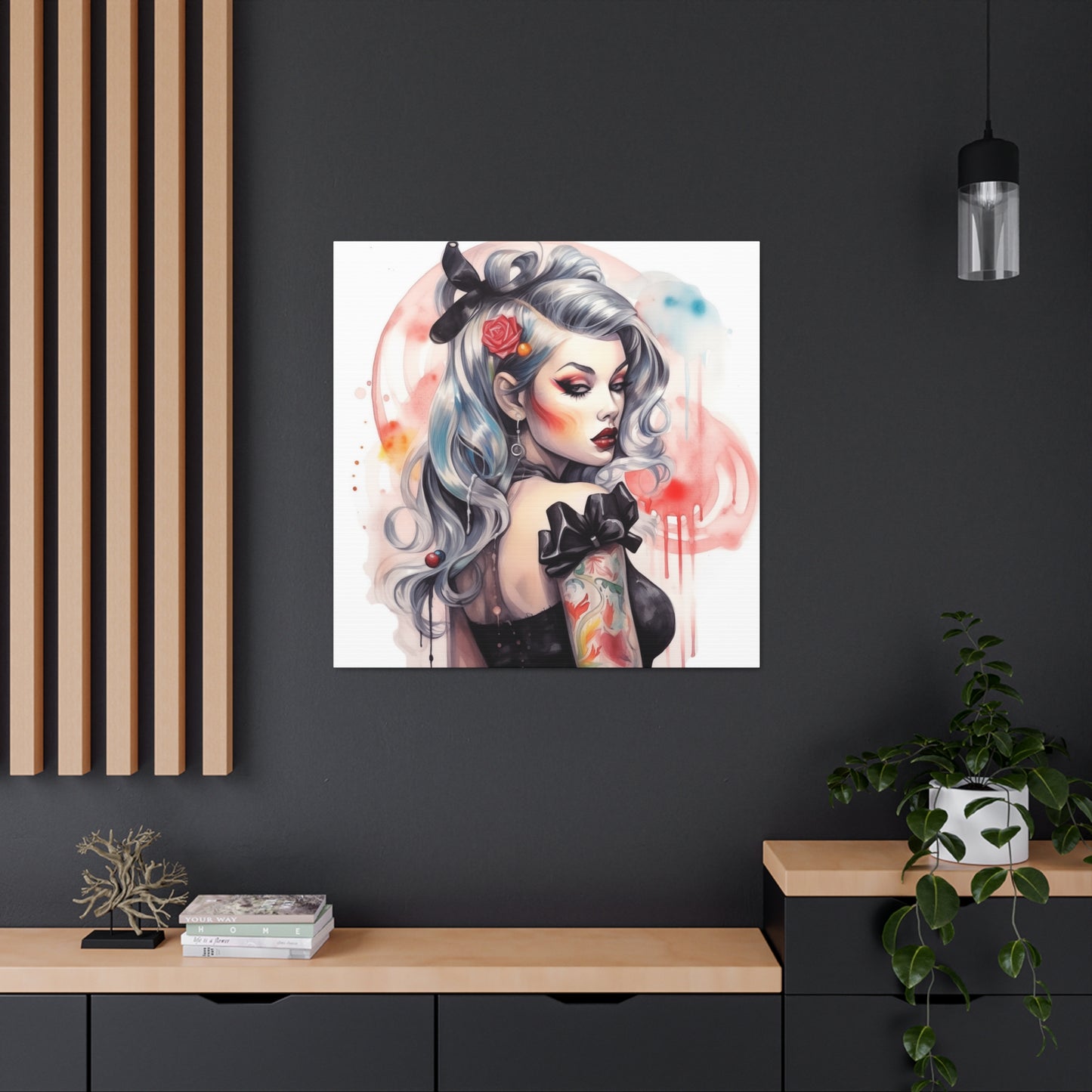 Gallery Wrapped Canvas, Edgy Tattooed Beauty, Urban Pop Art Canvas – Sabella