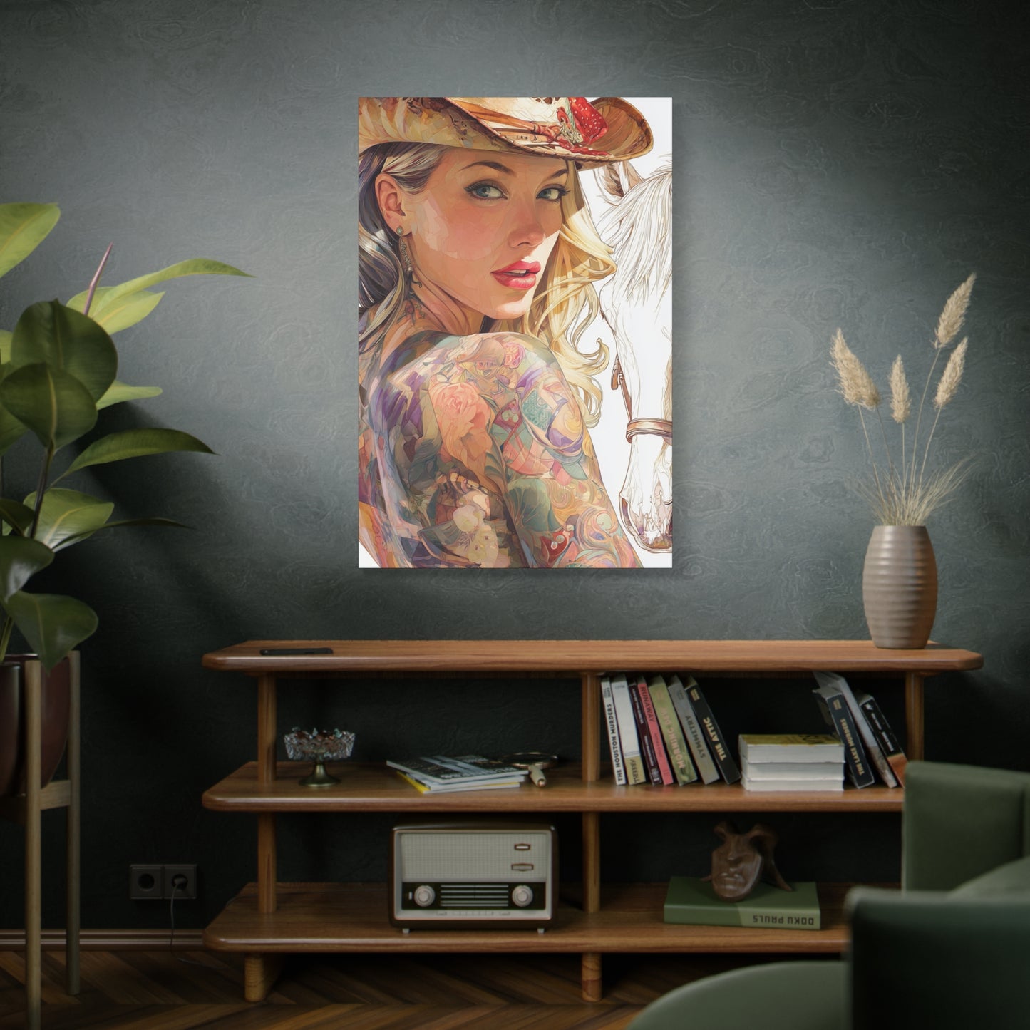Gallery Wrapped Canvas, Wranglers and Wreckage Art Canvas, Erotic Pinup Art Canvas – Denver