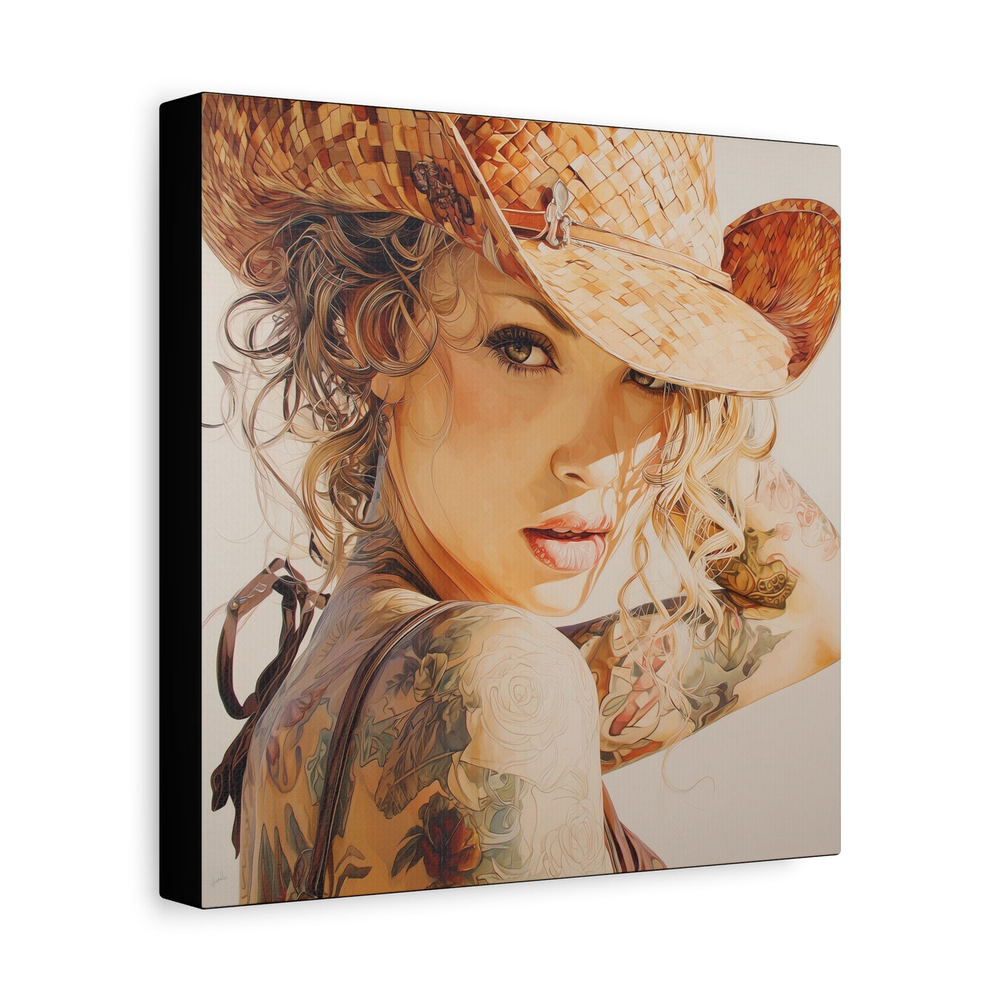 Gallery Wrapped Canvas, Wranglers and Wreckage Art Canvas, Erotic Pinup Art Canvas – Sadie