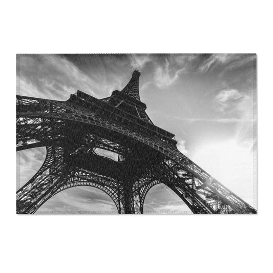 Eiffel Tower Area Rug - Black and White Paris Floor Mat - Custom Area Rug