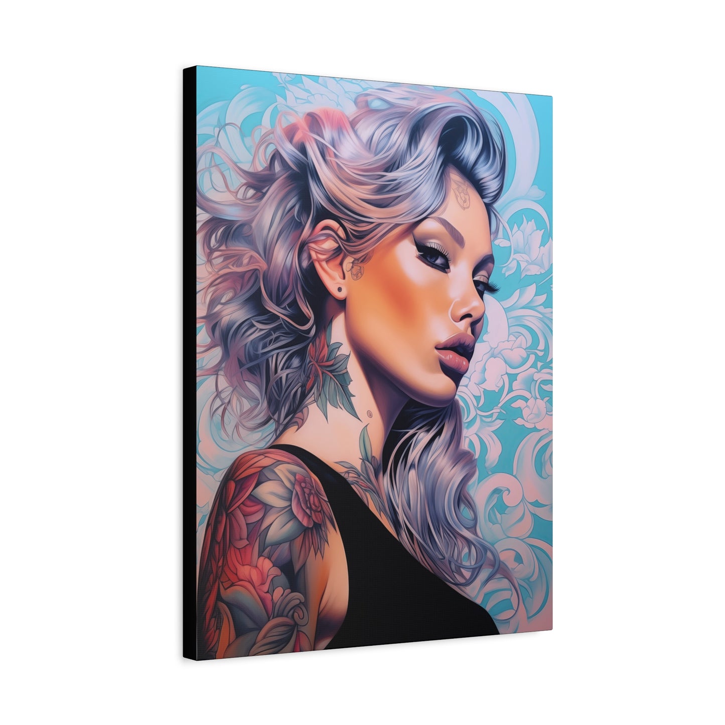 Gallery Wrapped Canvas, Edgy Tattooed Beauty, Urban Pop Art Canvas – Arabella