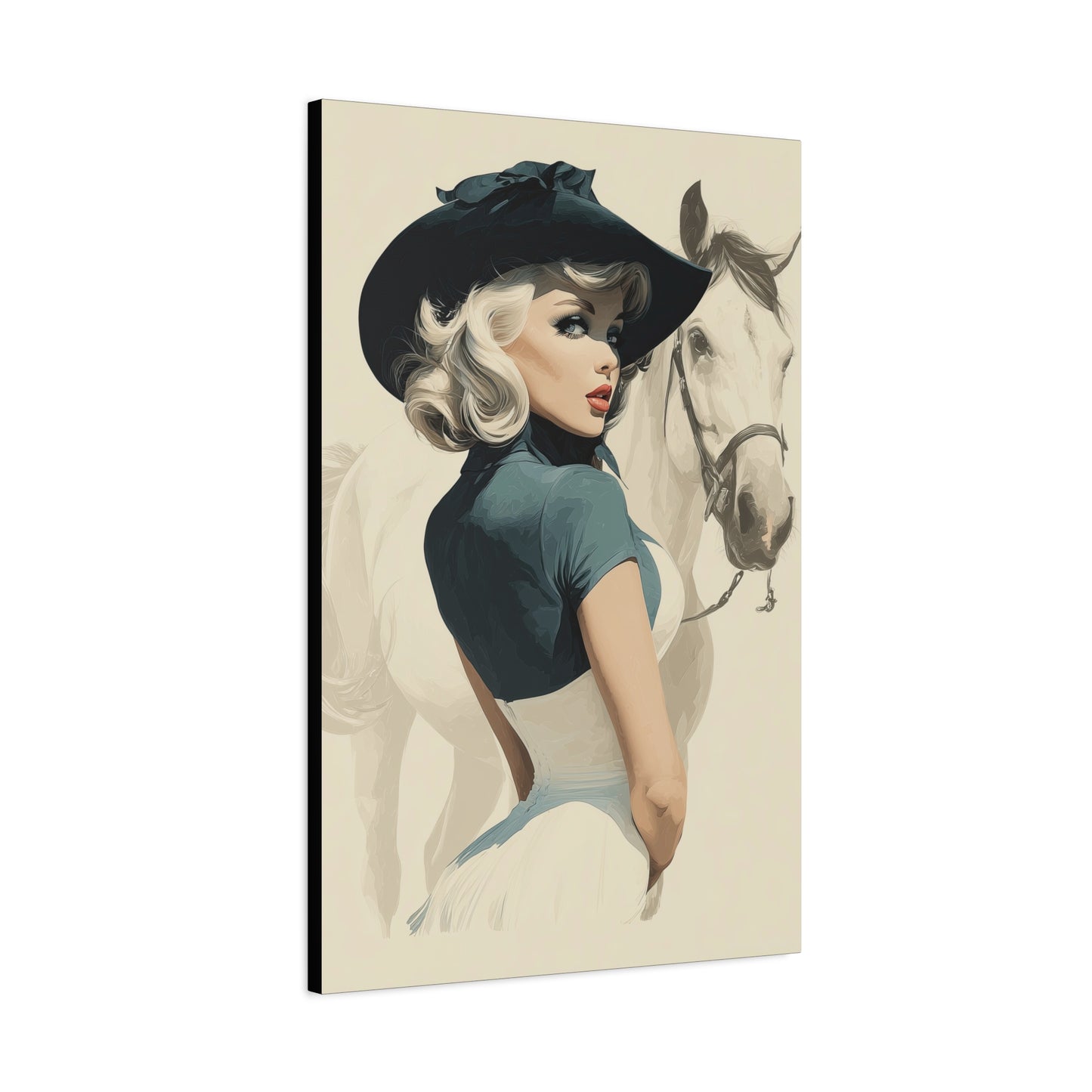 Gallery Wrapped Canvas, Wranglers and Wreckage Art Canvas, Erotic Pinup Art Canvas – Ruby