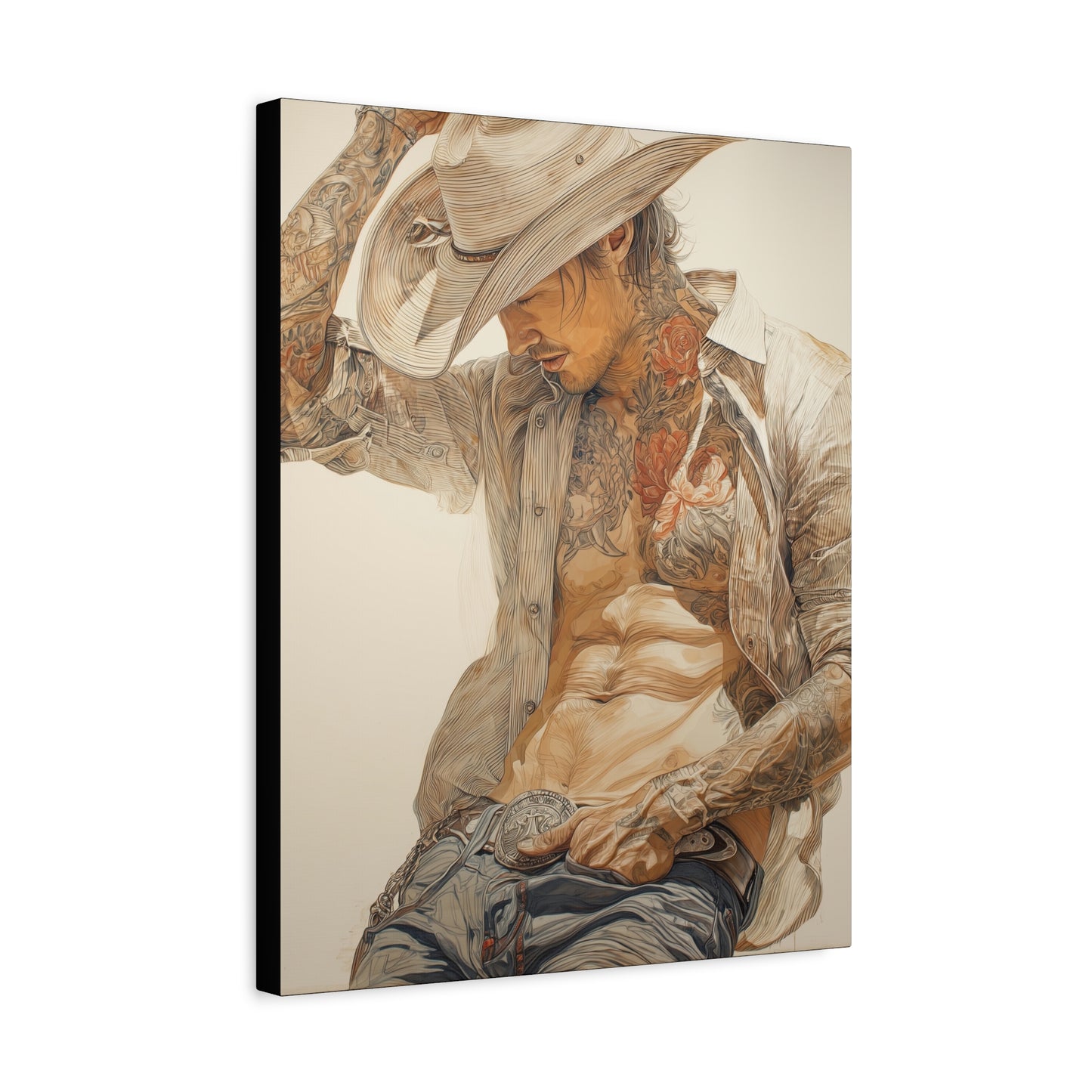 Gallery Wrapped Canvas, Wranglers and Wreckage Art Canvas, Erotic Pinup Art Canvas – Levi