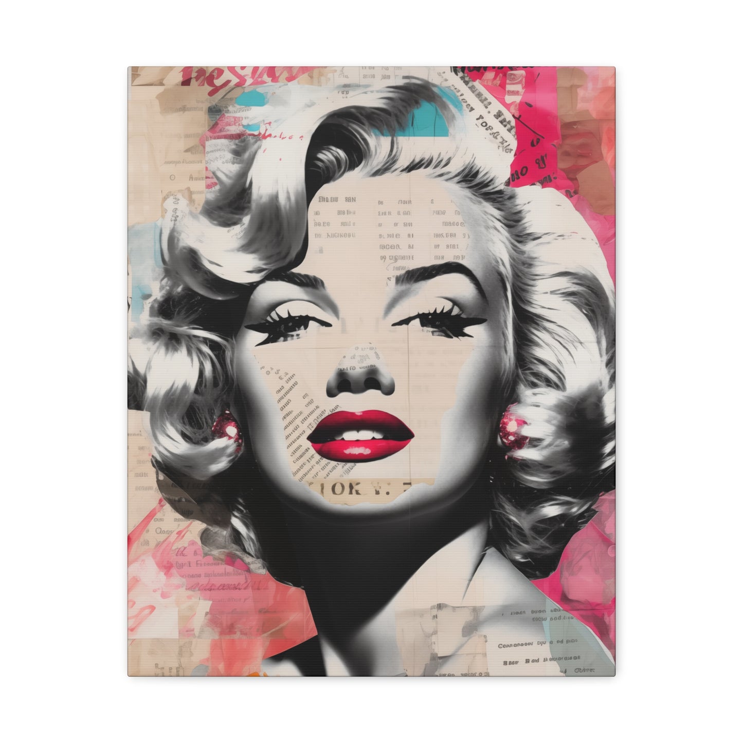 Canvas Wall Art, Gallery Wrapped Pop Art, Celebrity Wall Art – Marilyn Monroe - Newsprint
