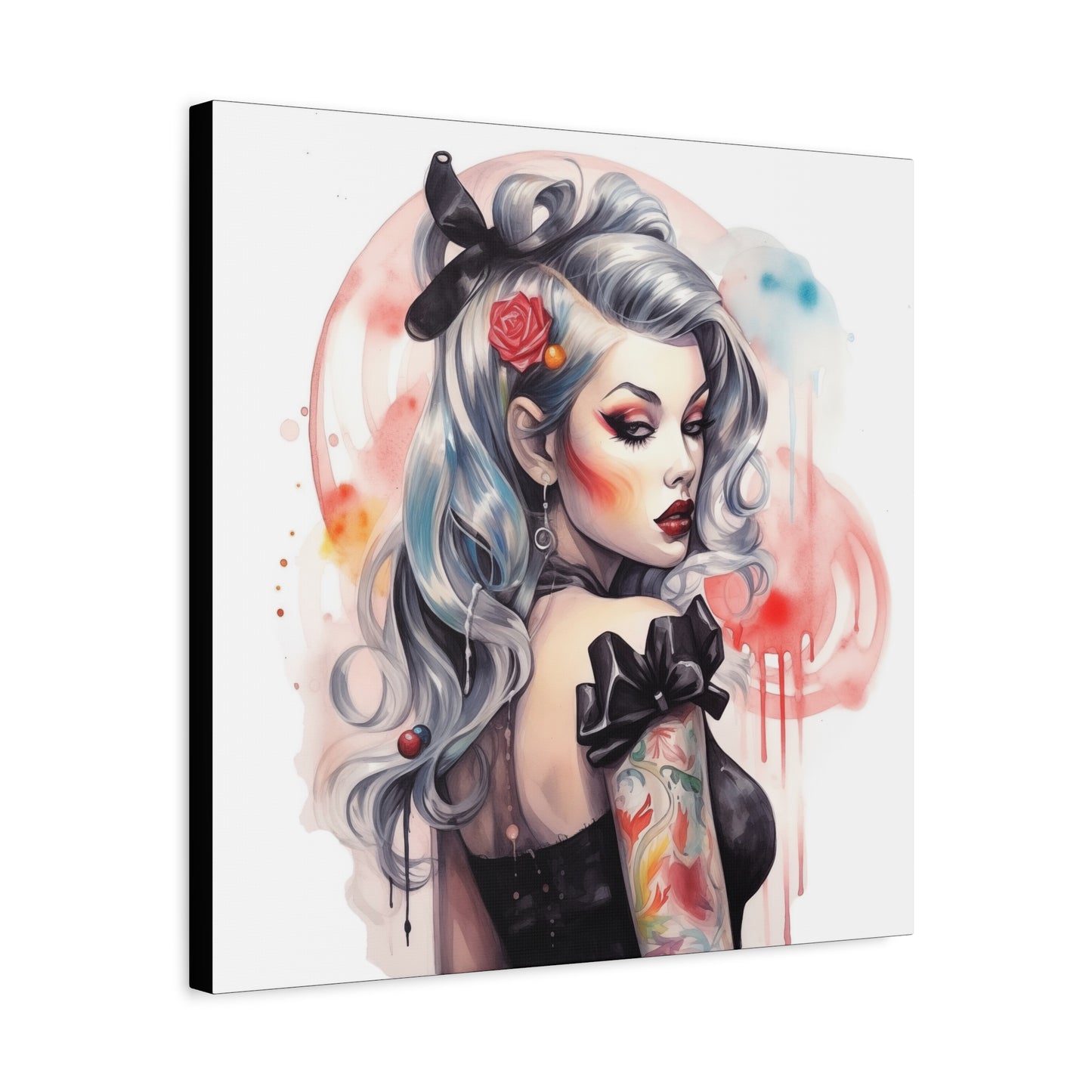 Gallery Wrapped Canvas, Edgy Tattooed Beauty, Urban Pop Art Canvas – Sabella