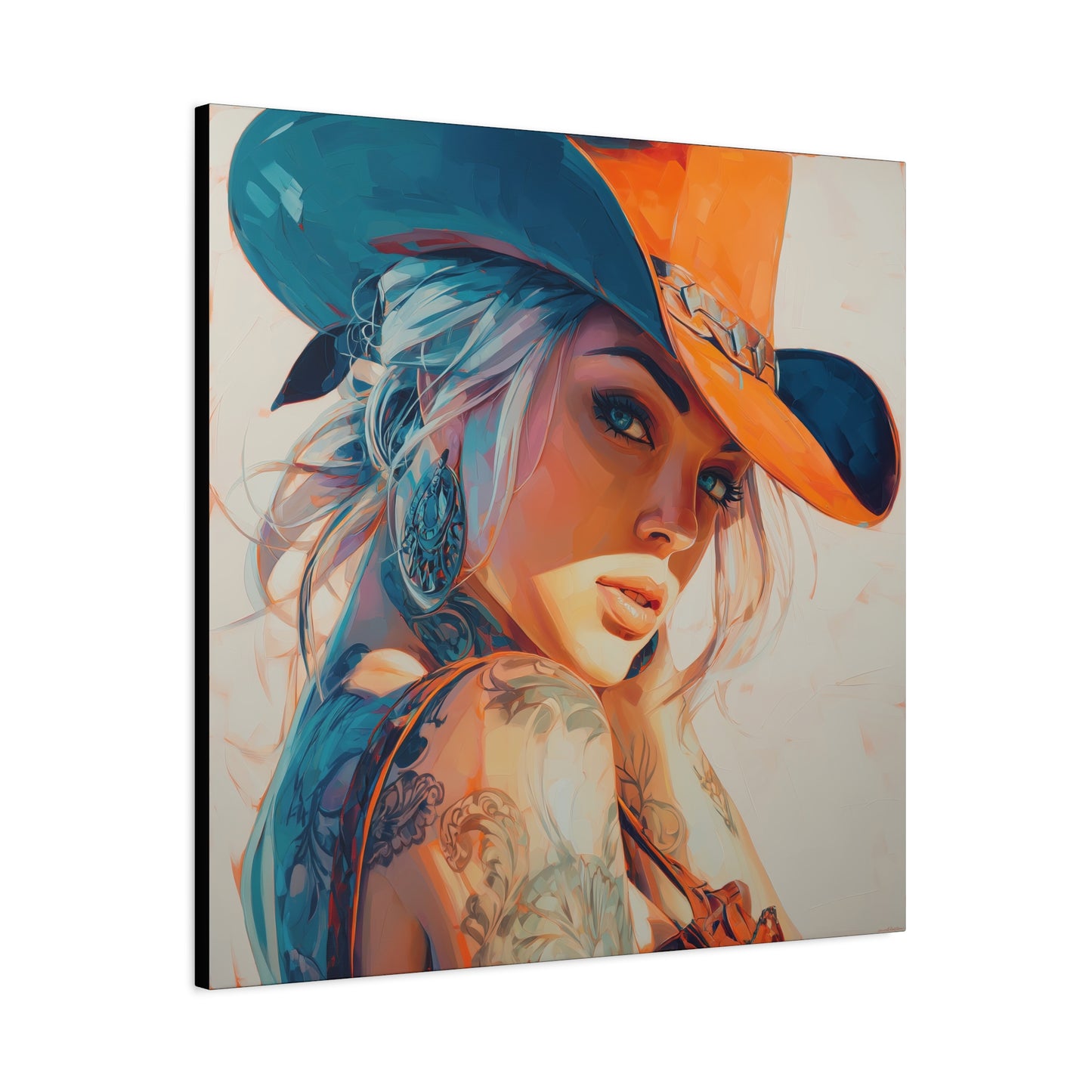 Gallery Wrapped Canvas, Wranglers and Wreckage Art Canvas, Erotic Pinup Art Canvas – Cheyenne