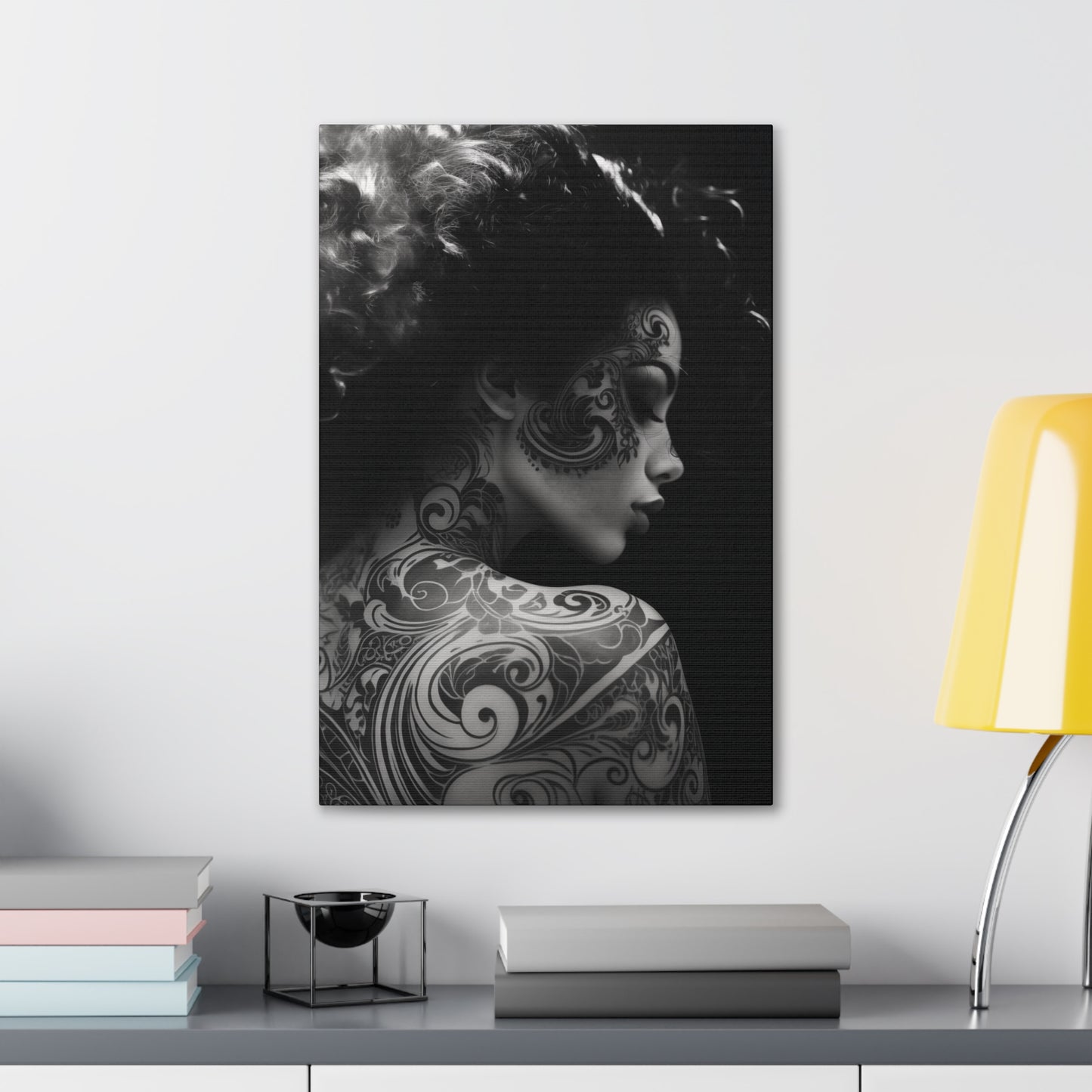 Canvas Gallery Wrap - Black and White Photography - Tattooed and Smoking Again