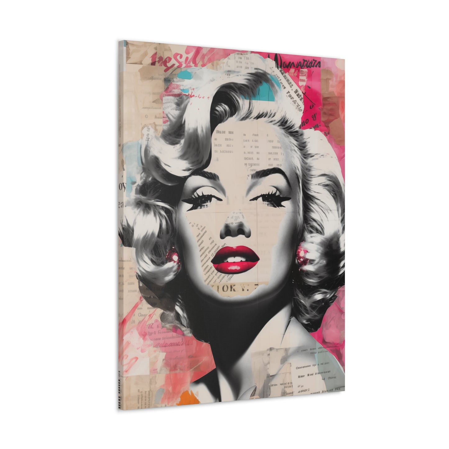 Canvas Wall Art, Gallery Wrapped Pop Art, Celebrity Wall Art – Marilyn Monroe - Newsprint