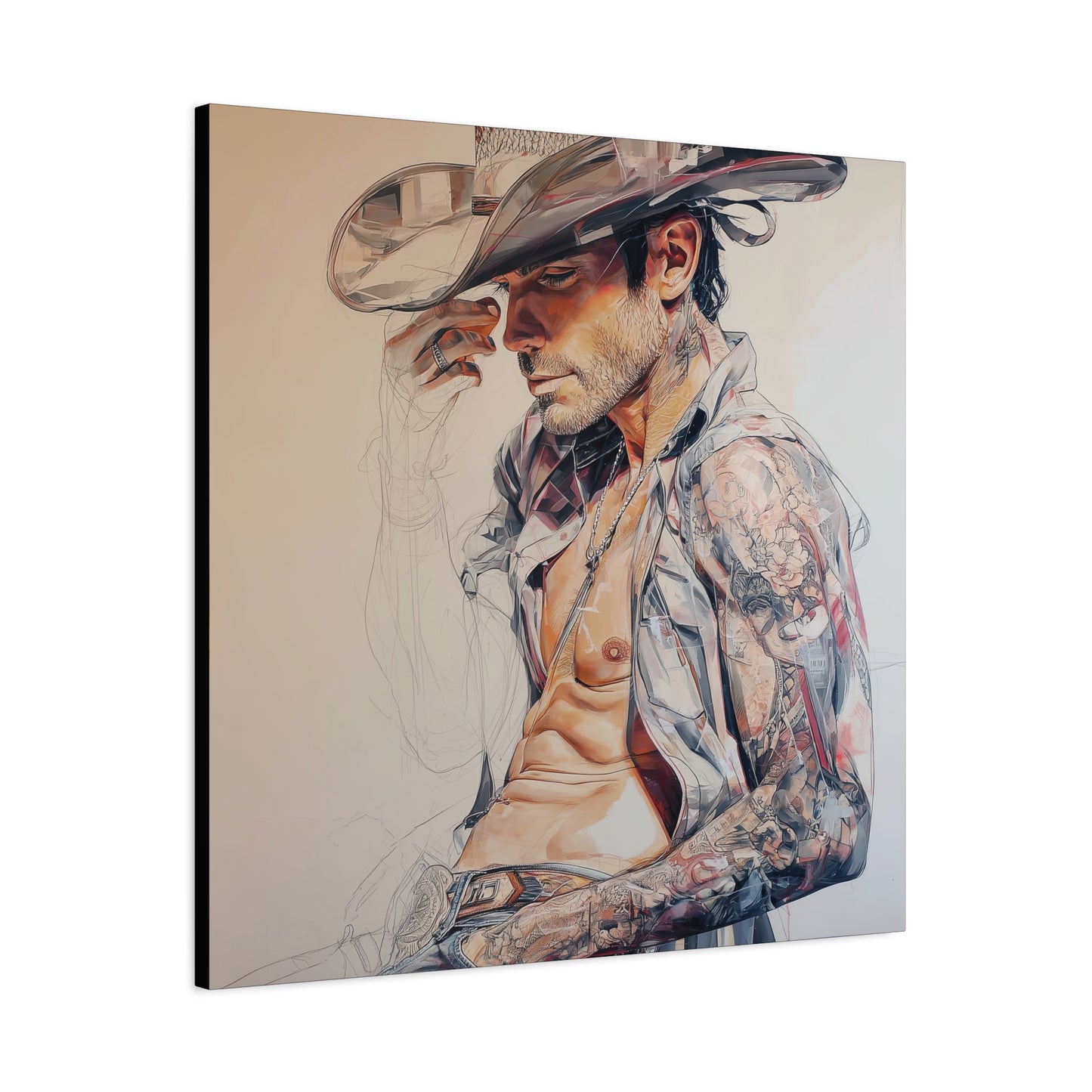 Gallery Wrapped Canvas, Wranglers and Wreckage Art Canvas, Erotic Pinup Art Canvas – Huck