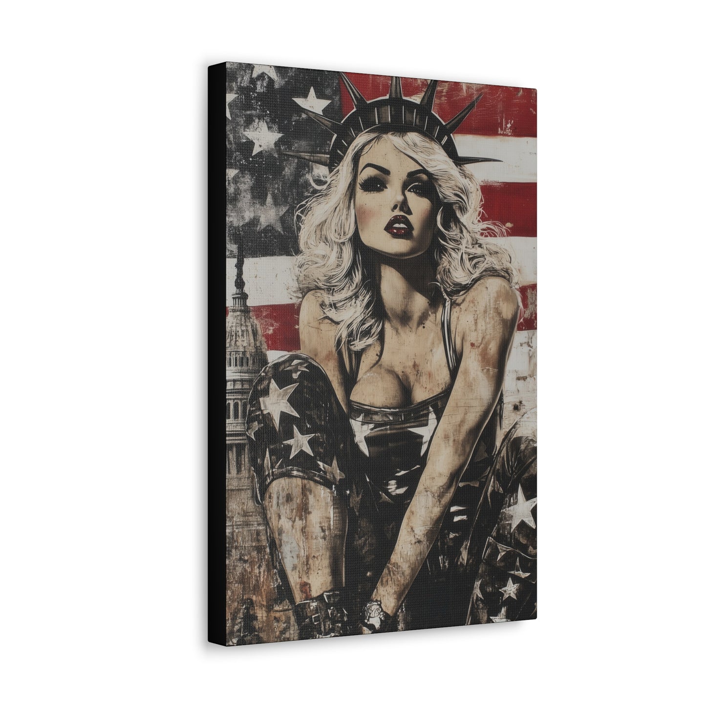 Gallery Wrapped Canvas, Liberty and Lace Art Canvas, Patriotic Art Canvas – Kimberly