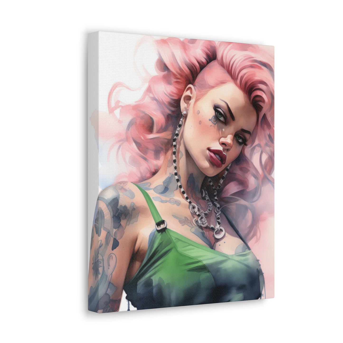 Gallery Wrapped Canvas, Edgy Tattooed Beauty, Urban Pop Art Canvas – Colette