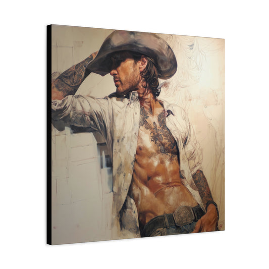 Gallery Wrapped Canvas, Wranglers and Wreckage Art Canvas, Erotic Pinup Art Canvas – Wyatt