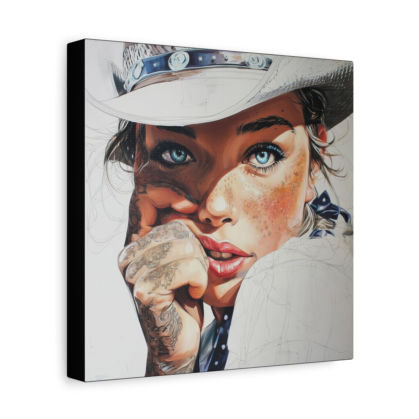 Gallery Wrapped Canvas, Wranglers and Wreckage Art Canvas, Erotic Pinup Art Canvas – Fallon