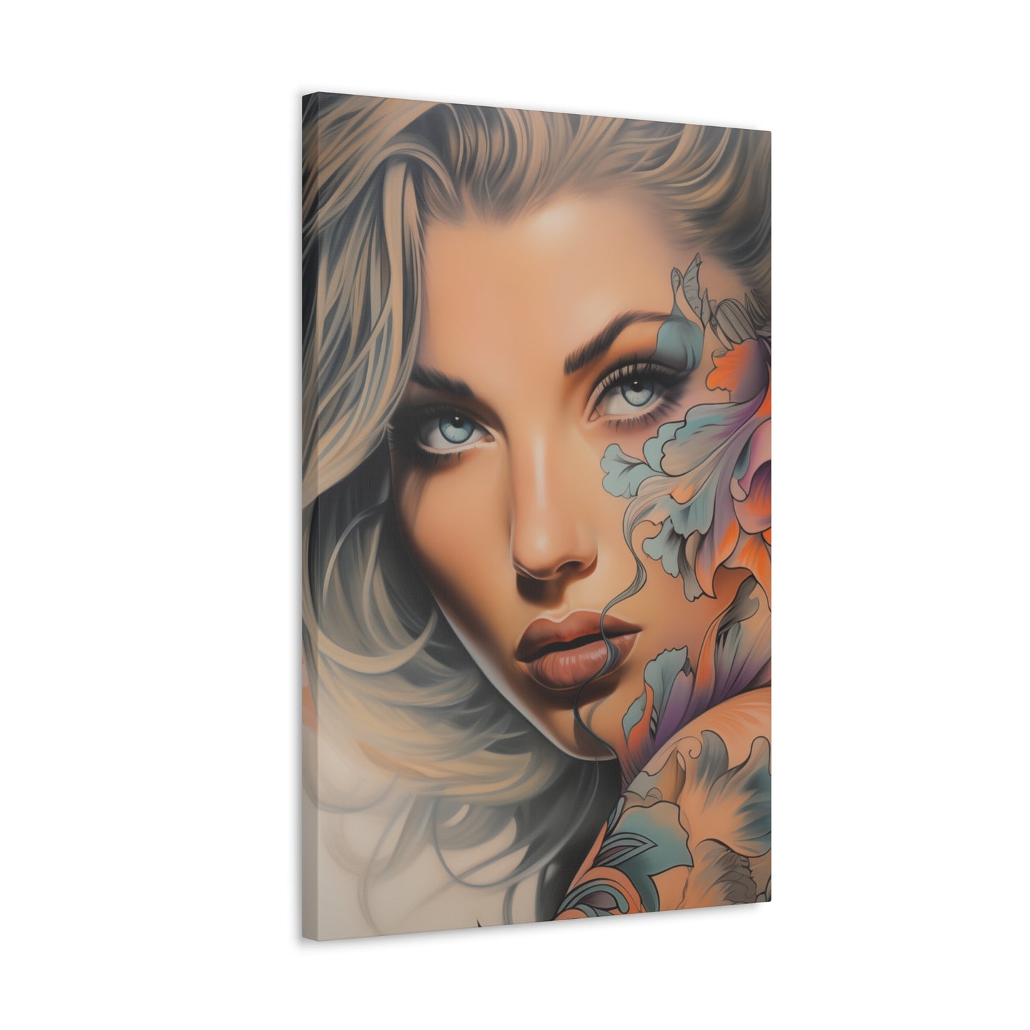 Gallery Wrapped Canvas, Edgy Tattooed Beauty, Urban Pop Art Canvas – Bella
