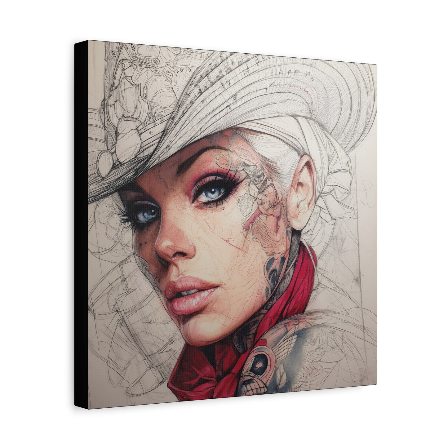 Gallery Wrapped Canvas, Wranglers and Wreckage Art Canvas, Erotic Pinup Art Canvas – Pearl