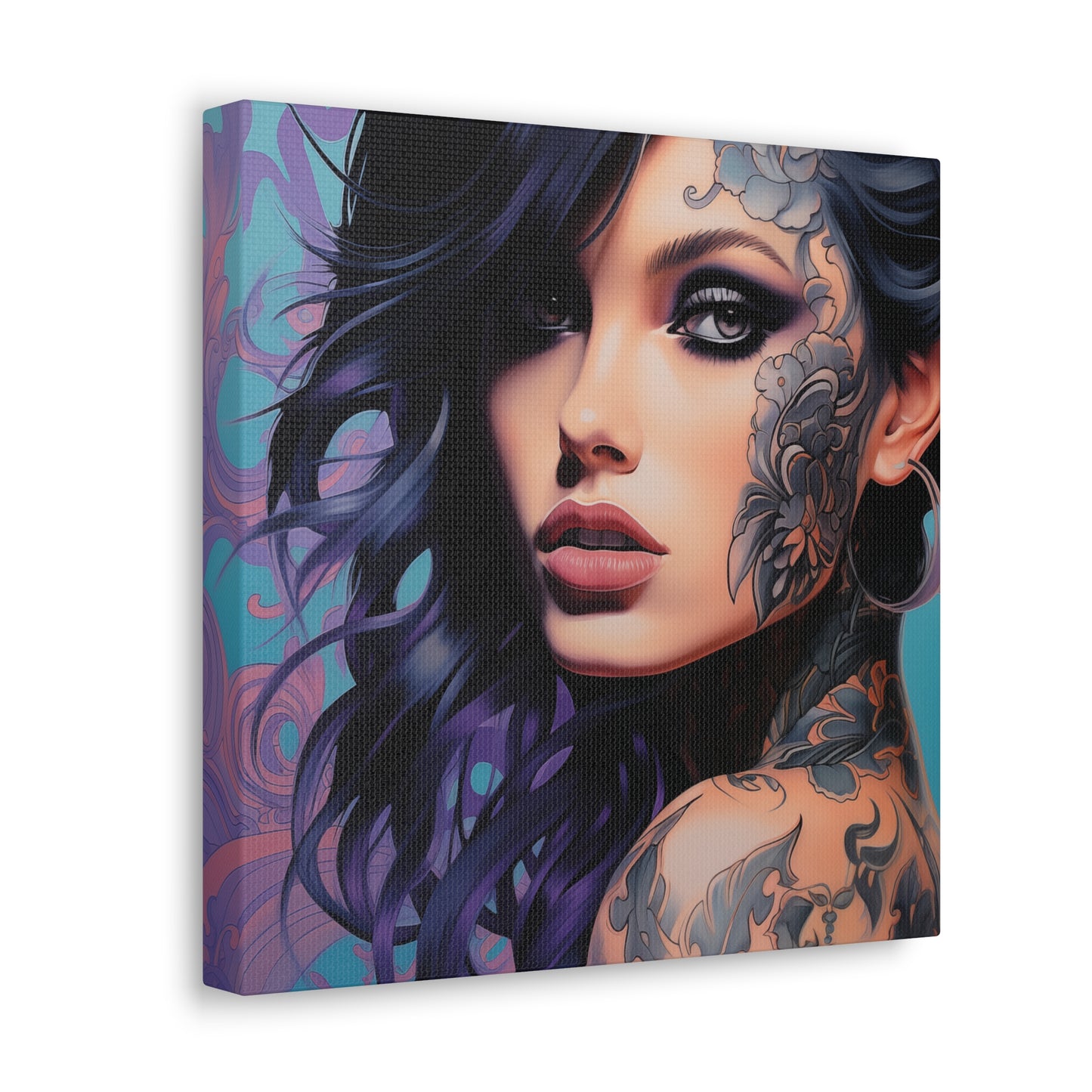 Gallery Wrapped Canvas, Edgy Tattooed Beauty, Urban Pop Art Canvas – Dominique