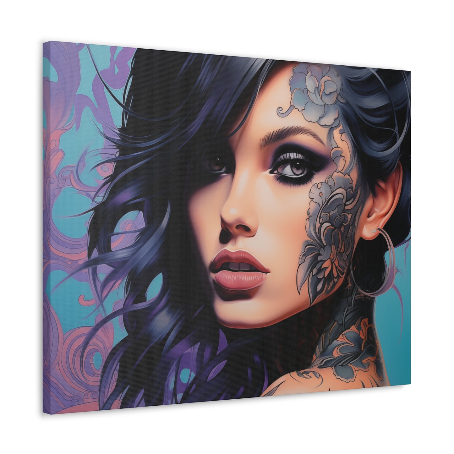 Gallery Wrapped Canvas, Edgy Tattooed Beauty, Urban Pop Art Canvas – Dominique