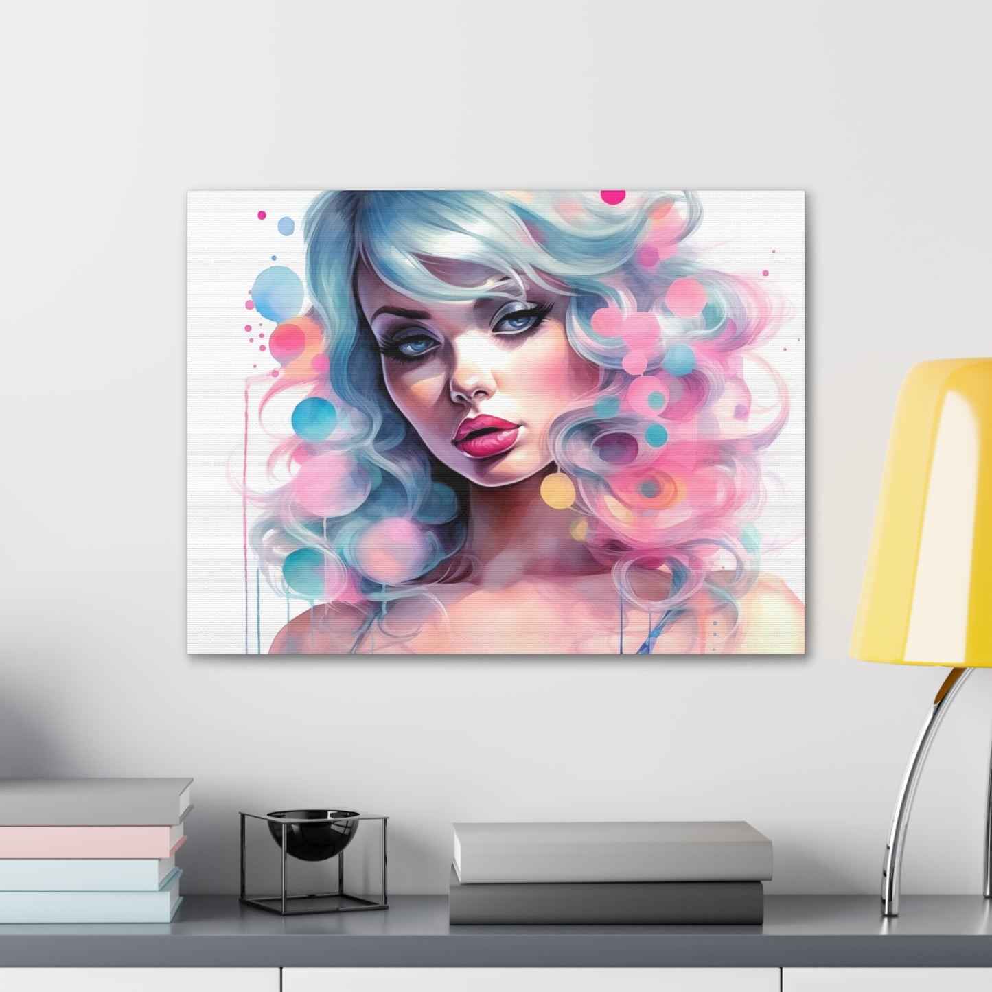 Canvas Gallery Wrapped High-Fashion Wall Art, Stylish Decor, Retro Femme Doll Pop Art – Sylvie