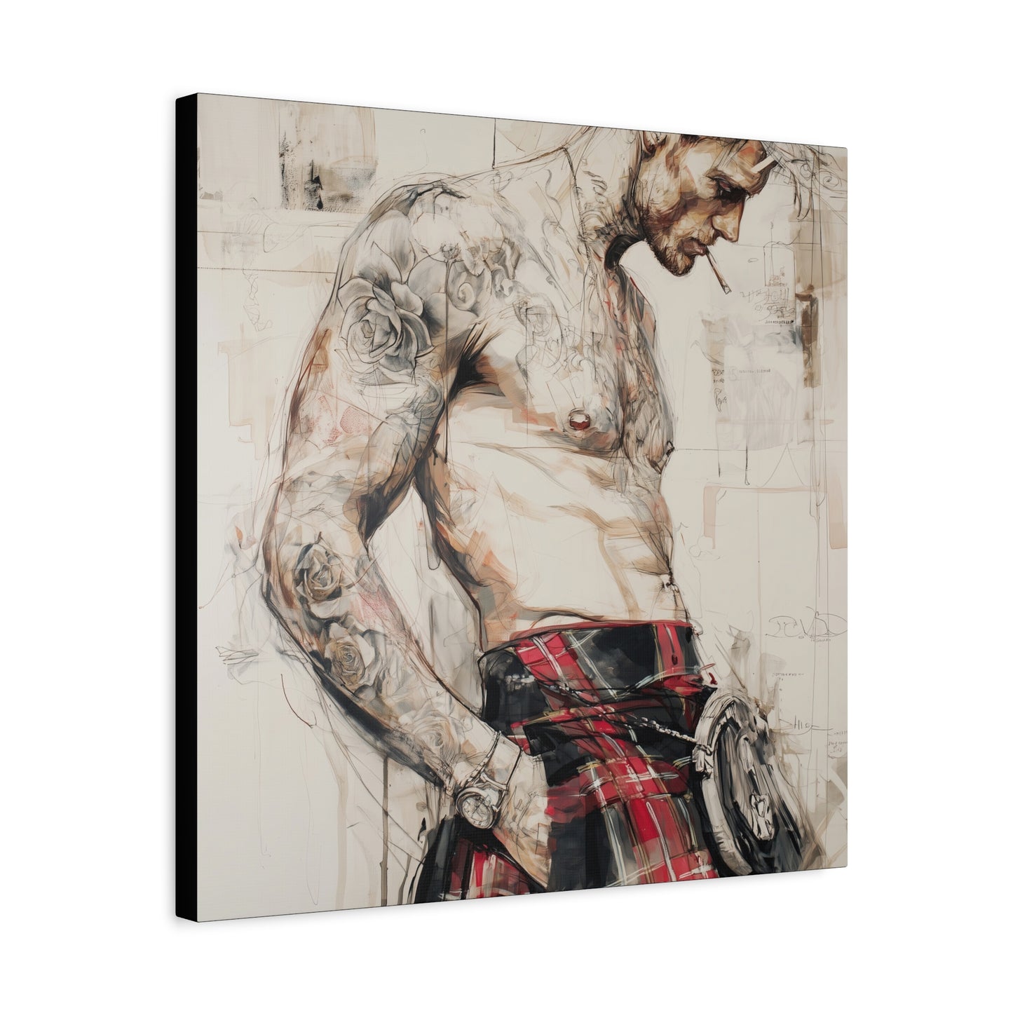 Gallery Wrapped Canvas, Kilts and Carnage Art Canvas, Erotic Pinup Art Canvas – Keir