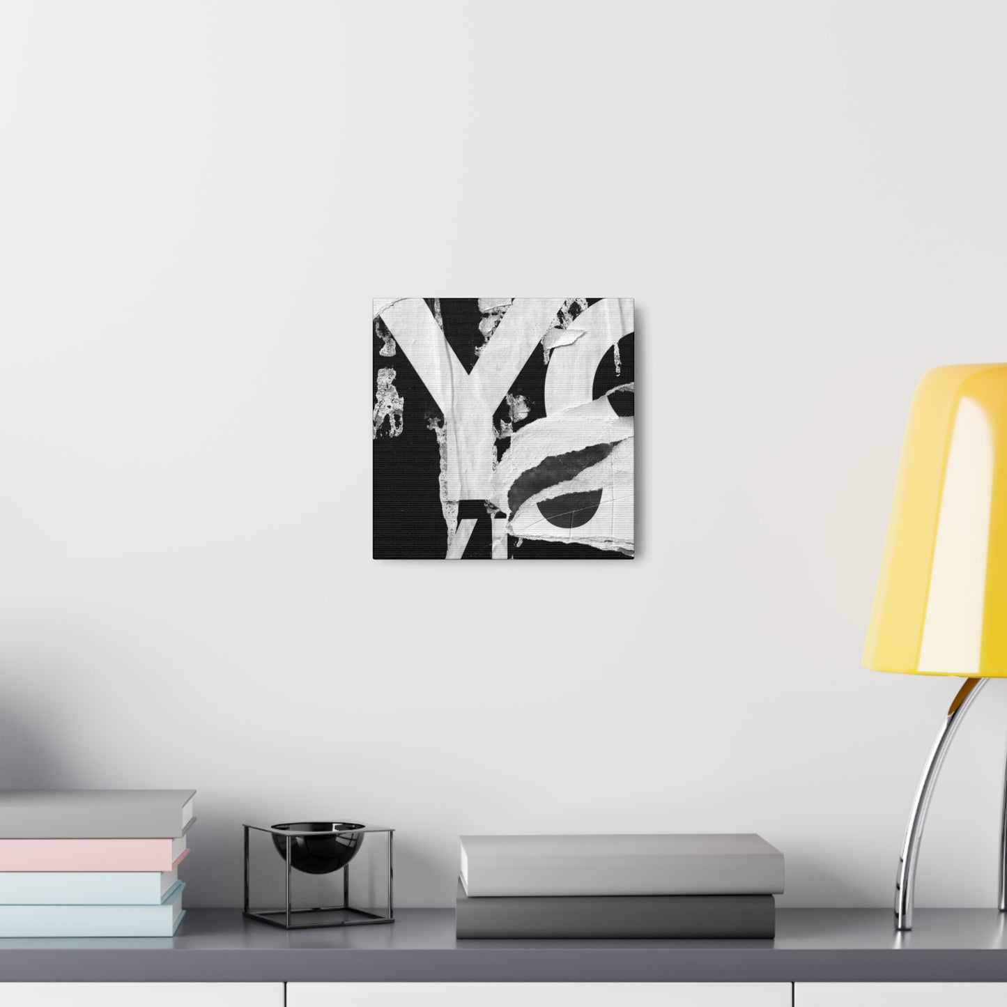 Canvas Wall Art, Gallery Wrapped Urban Street Art, Abstract Torn Poster Street Art - Black and White YO