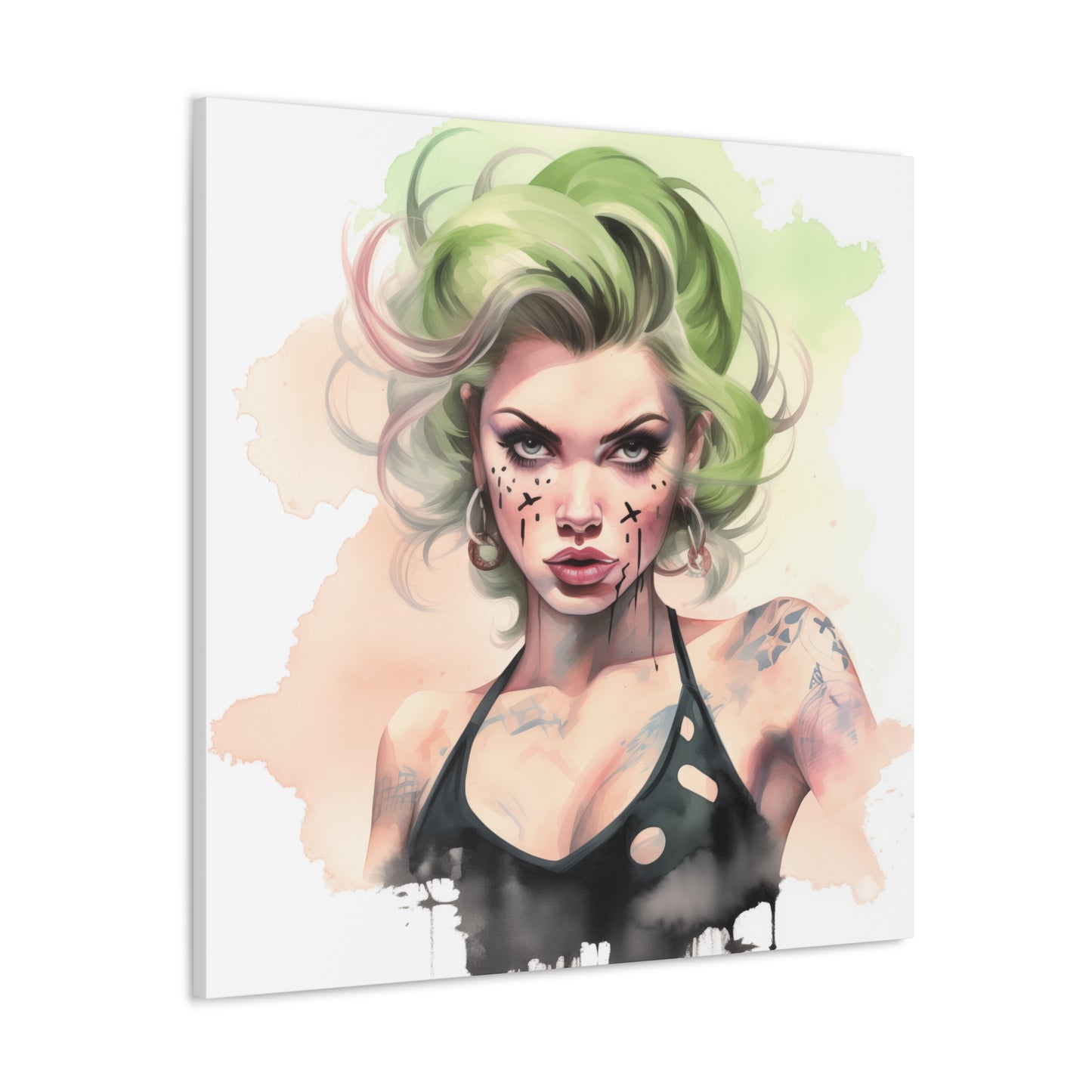 Gallery Wrapped Canvas, Edgy Tattooed Beauty, Urban Pop Art Canvas – Ivy