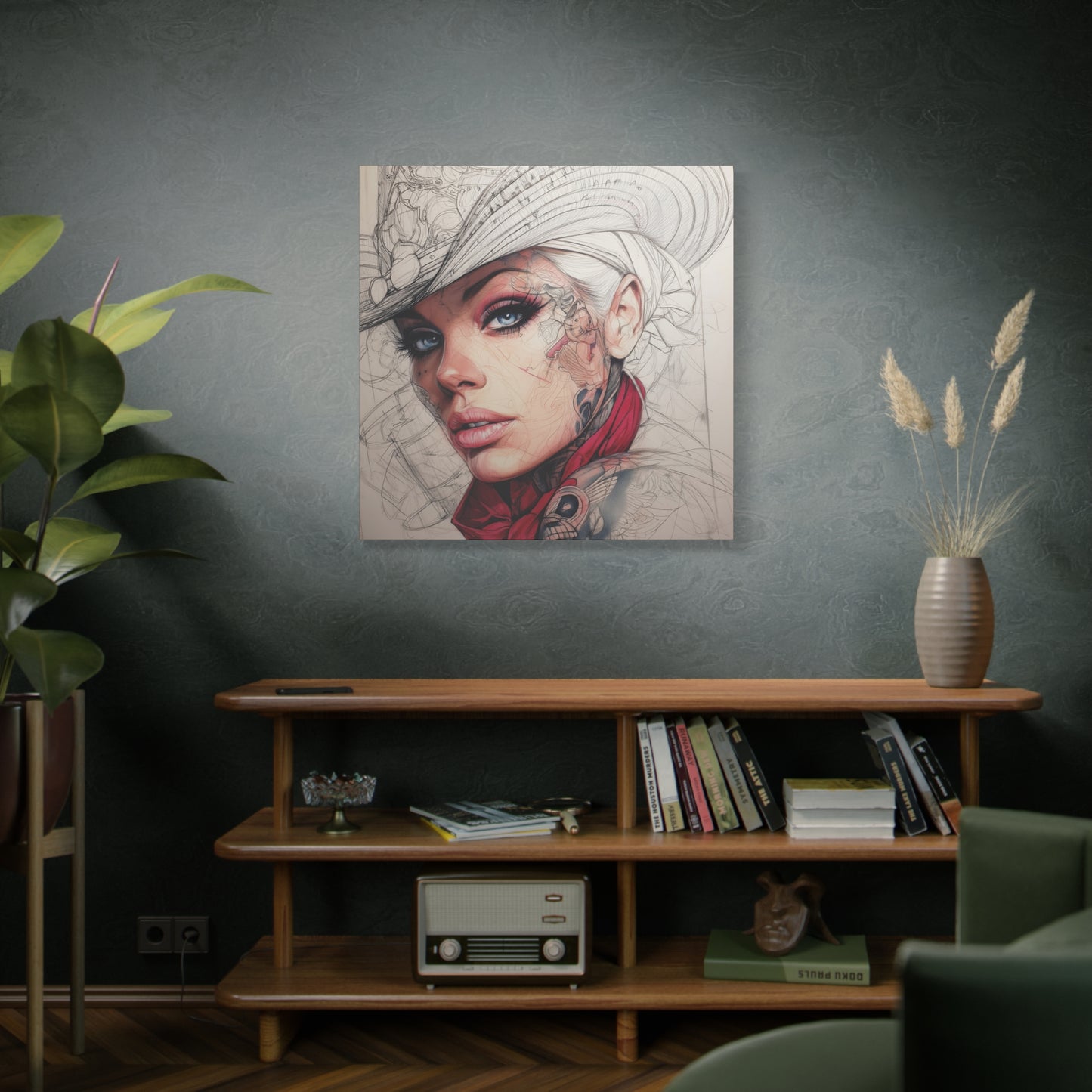 Gallery Wrapped Canvas, Wranglers and Wreckage Art Canvas, Erotic Pinup Art Canvas – Pearl