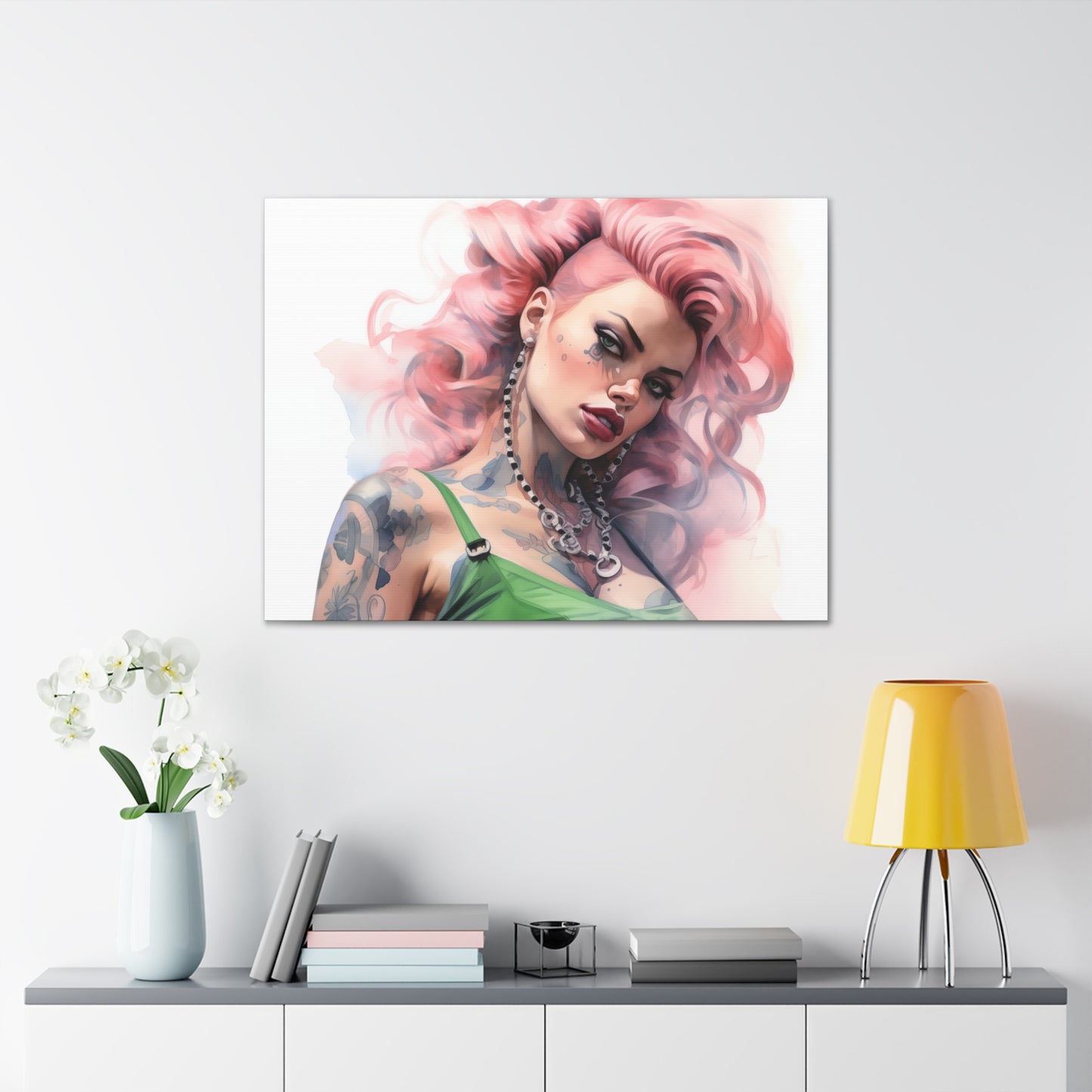 Gallery Wrapped Canvas, Edgy Tattooed Beauty, Urban Pop Art Canvas – Colette