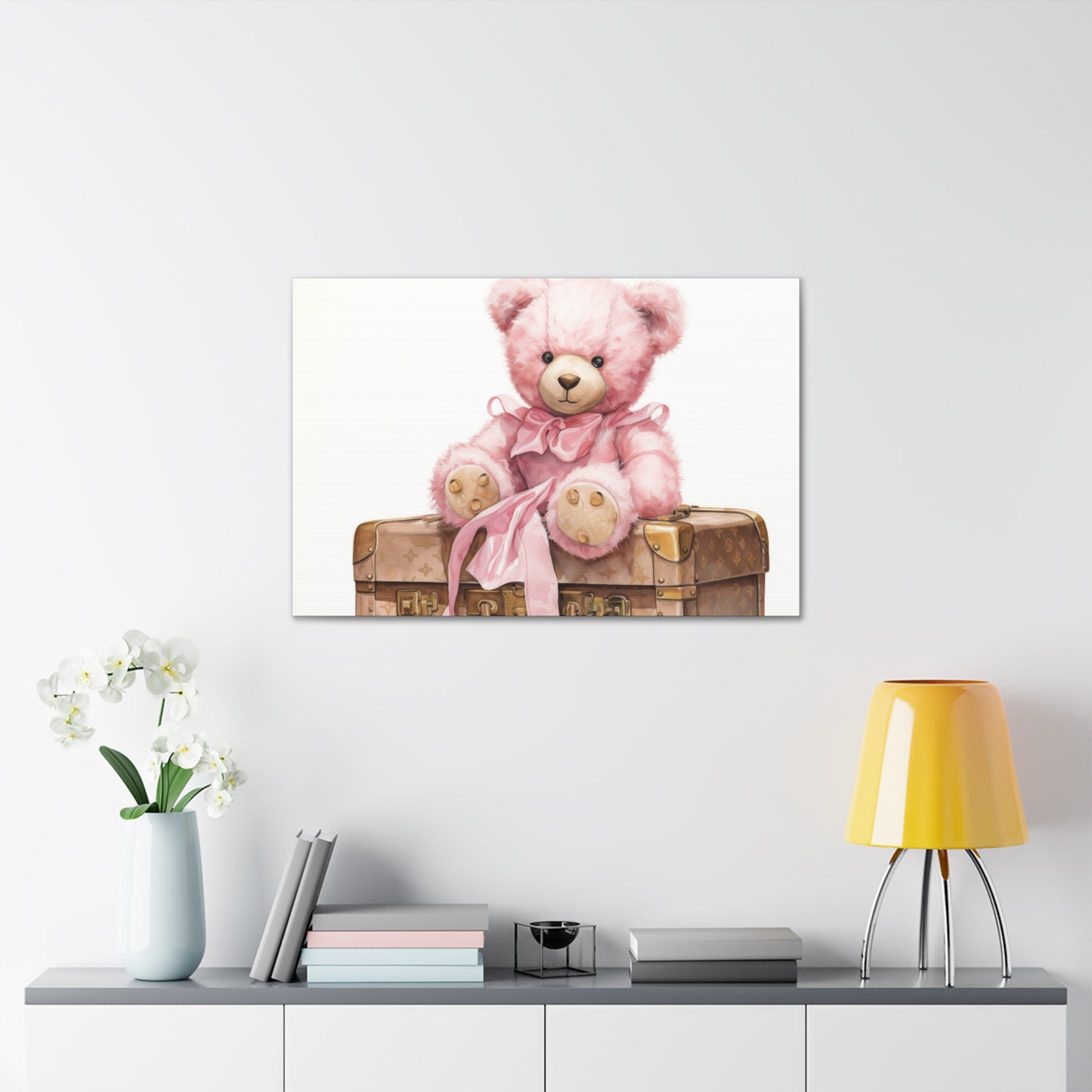 Canvas Gallery Wrap - LV Bear Wall Art - Gold Buttons