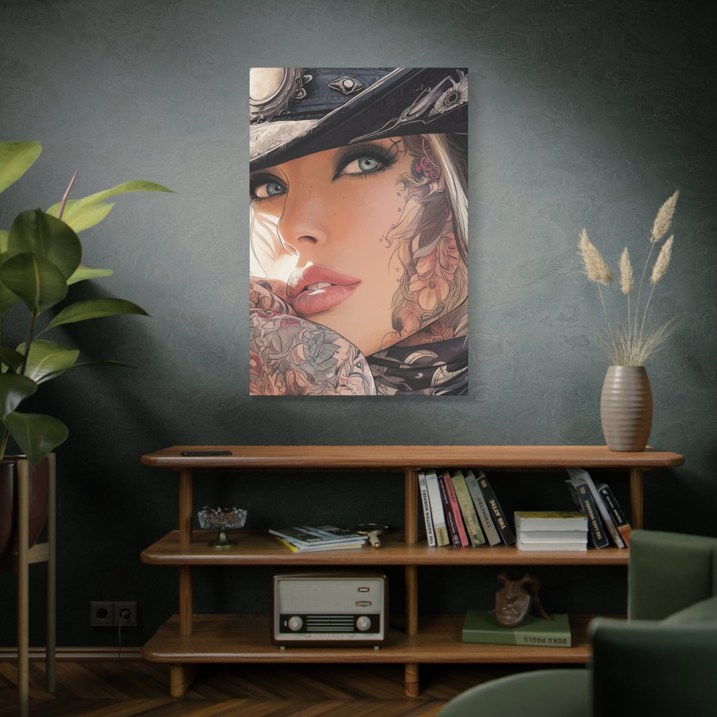 Gallery Wrapped Canvas, Wranglers and Wreckage Art Canvas, Erotic Pinup Art Canvas – Raine
