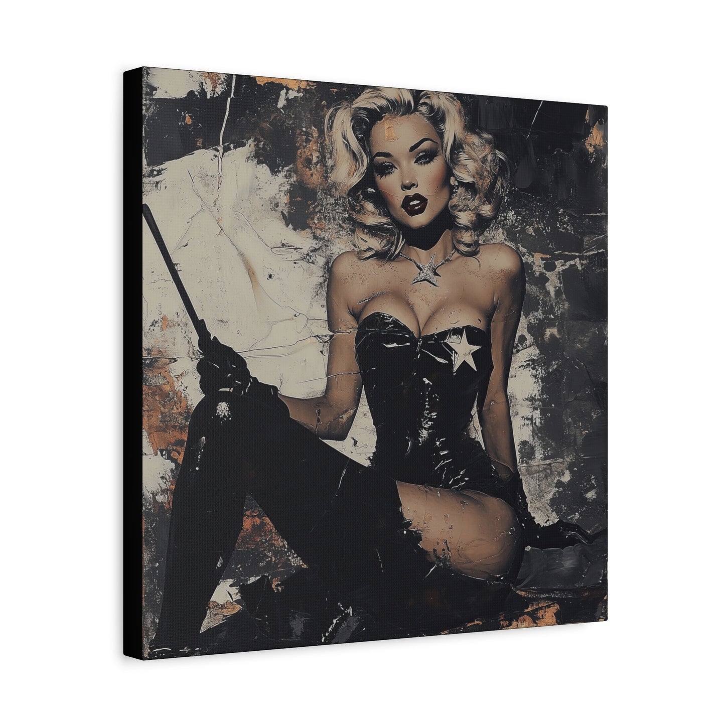 Gallery Wrapped Canvas, Guilt and Grit Adult Art Canvas, Erotic Pinup Art Canvas – Bianca